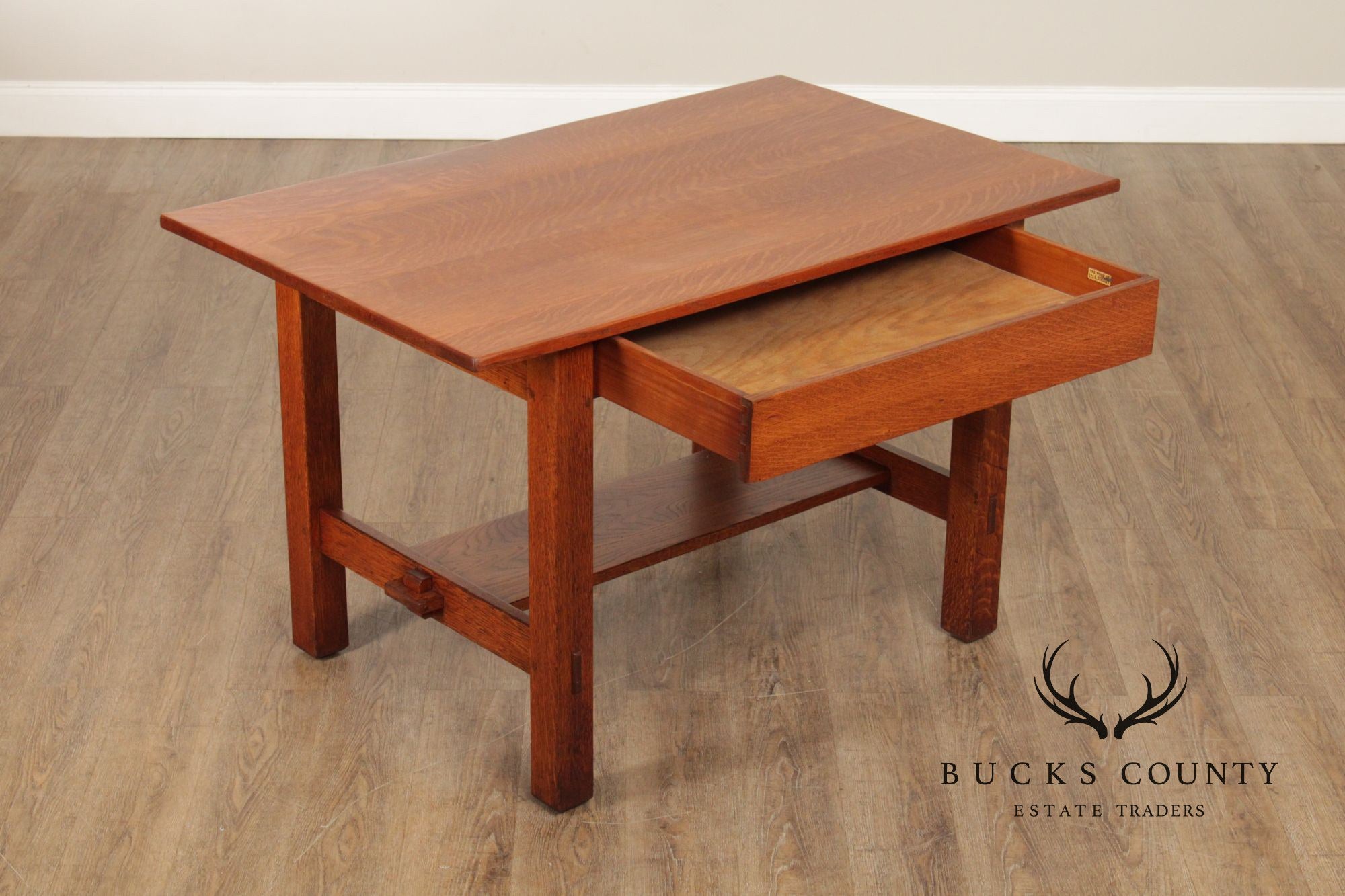 L. & J.G. Stickley Antique Mission Oak Library Table Writing Desk