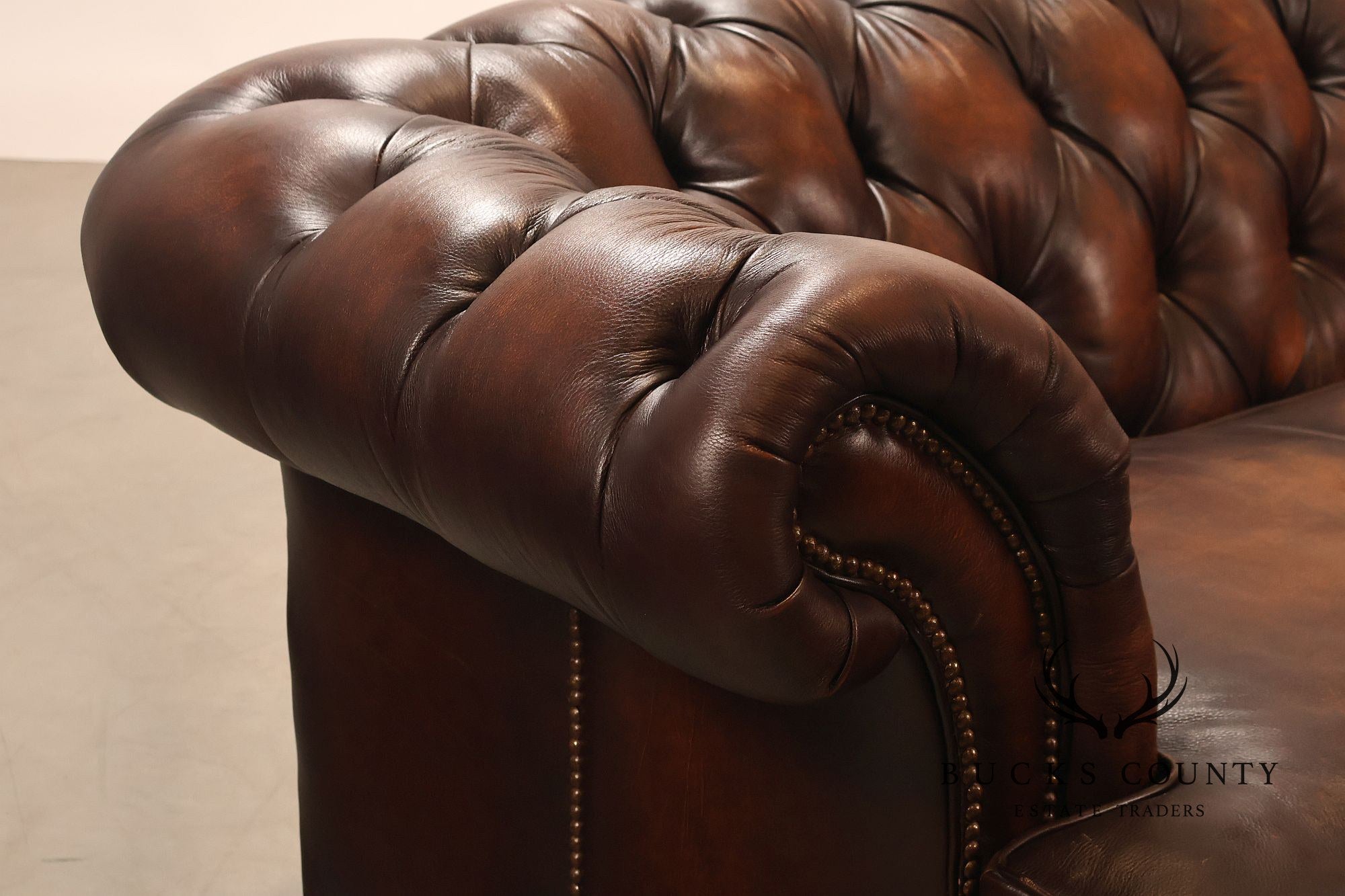 Randall Allen Tufted Leather Chesterfield Sofa