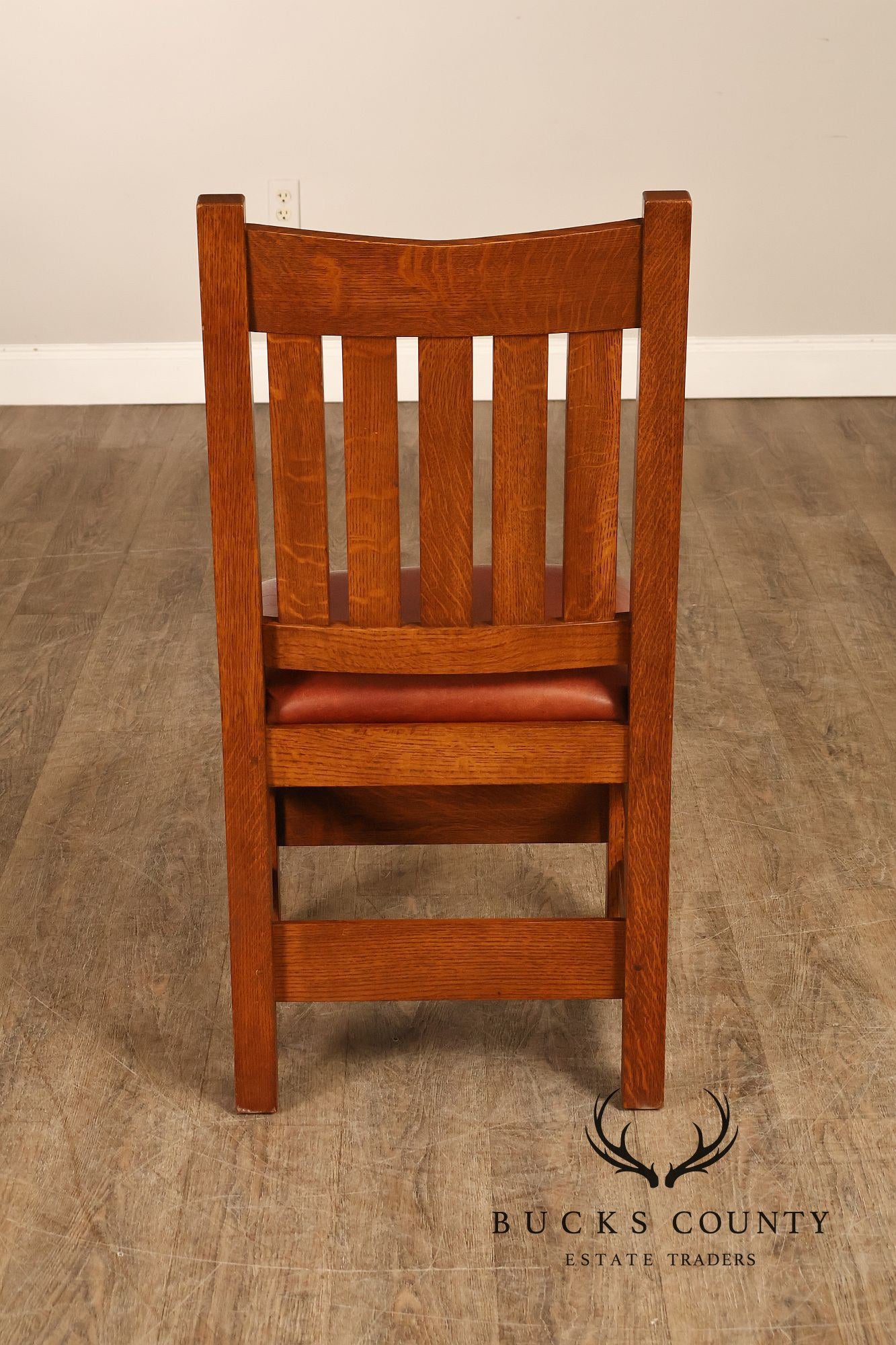 Stickley Mission Collection Set of Six Oak and Leather Dining Chairs