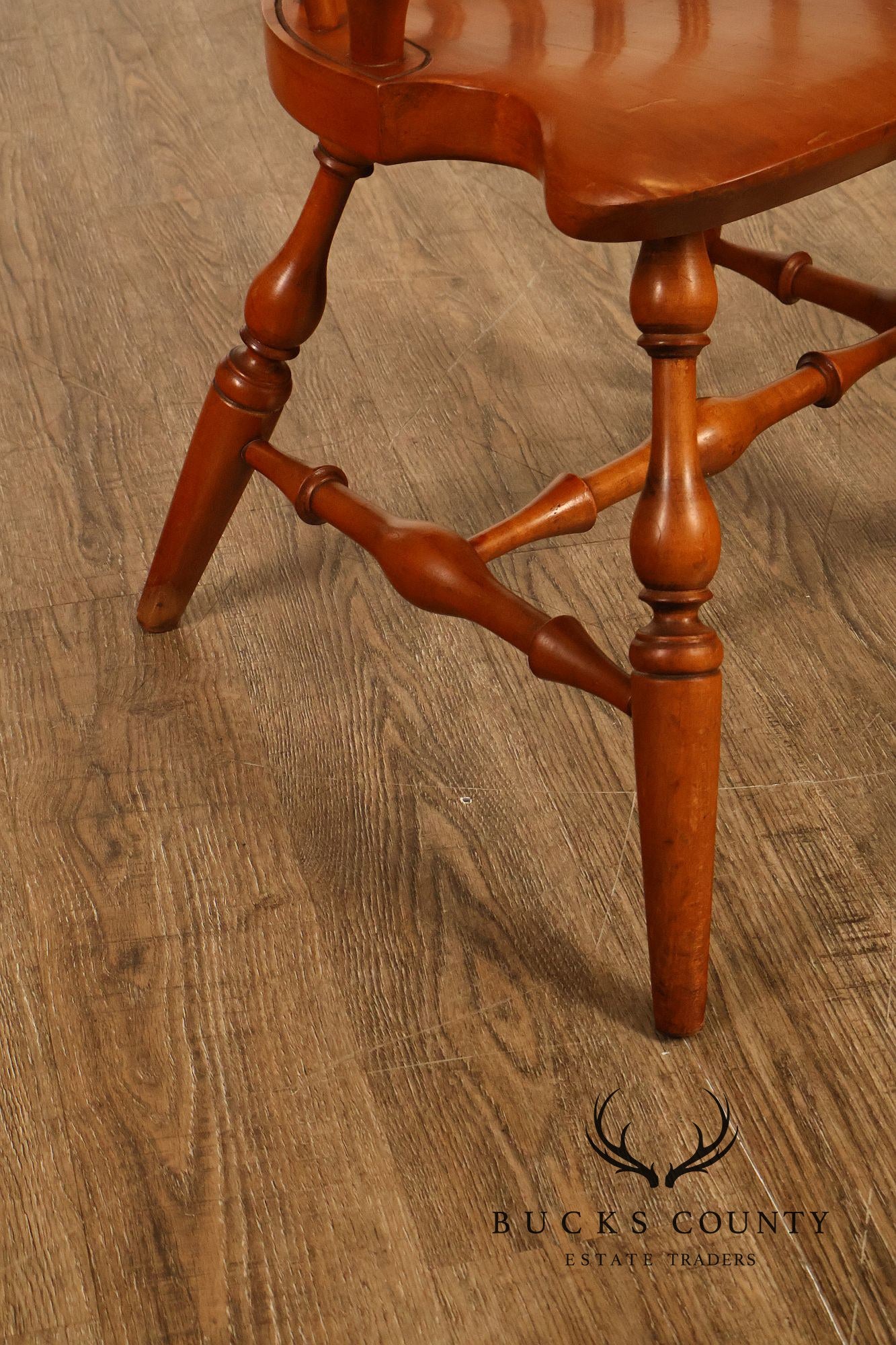 Conant Ball Maple Windsor Armchair With Scroll Crest Rail
