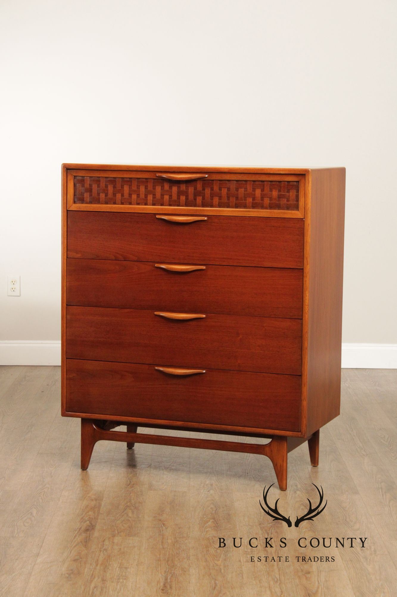 Lane Mid Century Modern Walnut Tall Chest