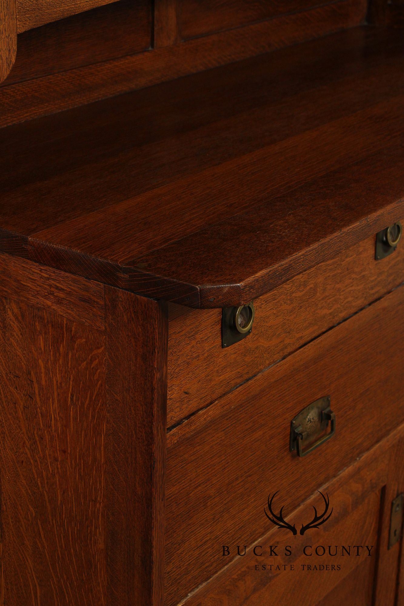 Stickley Brothers Antique Mission Oak Sideboard Hutch