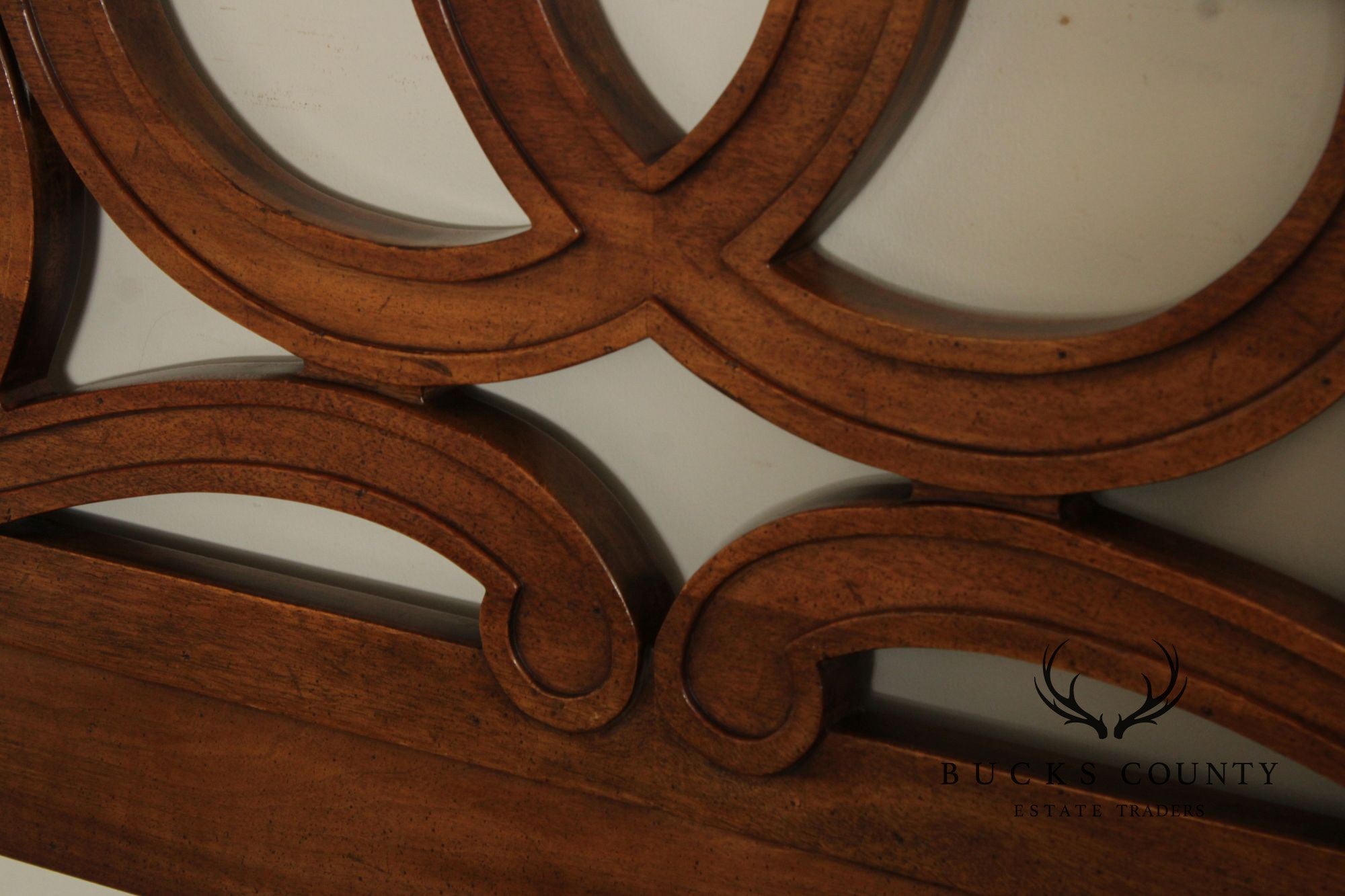 French Provincial Style Vintage Carved Walnut King Headboard