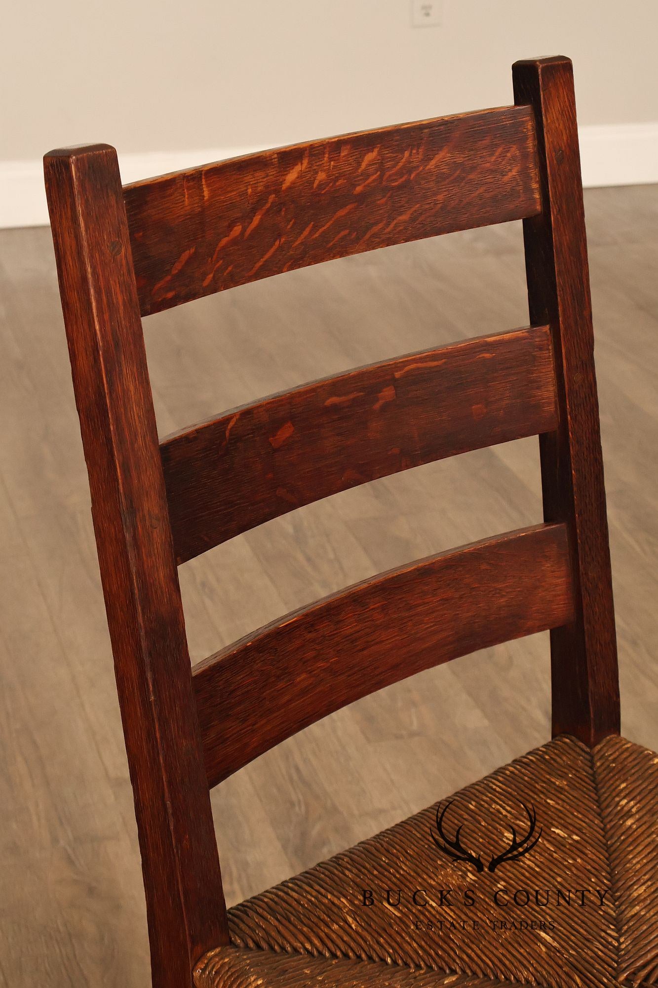 Antique Gustav Stickley Mission Oak Ladderback Side Chair