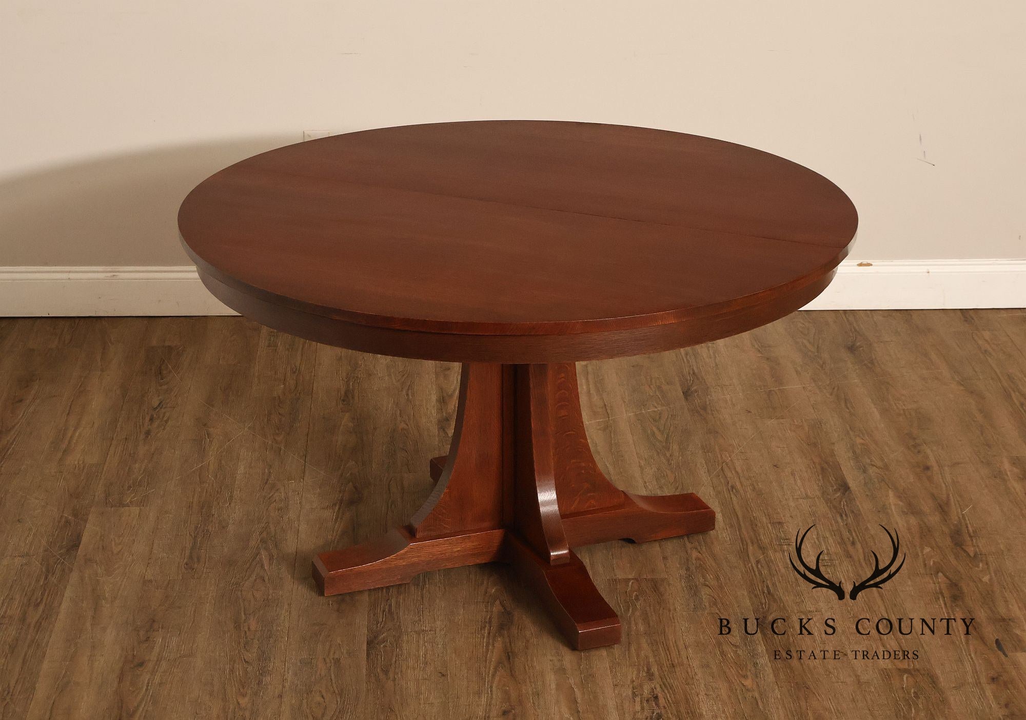 Stickley Mission Collection Round Oak Expandable Dining Table