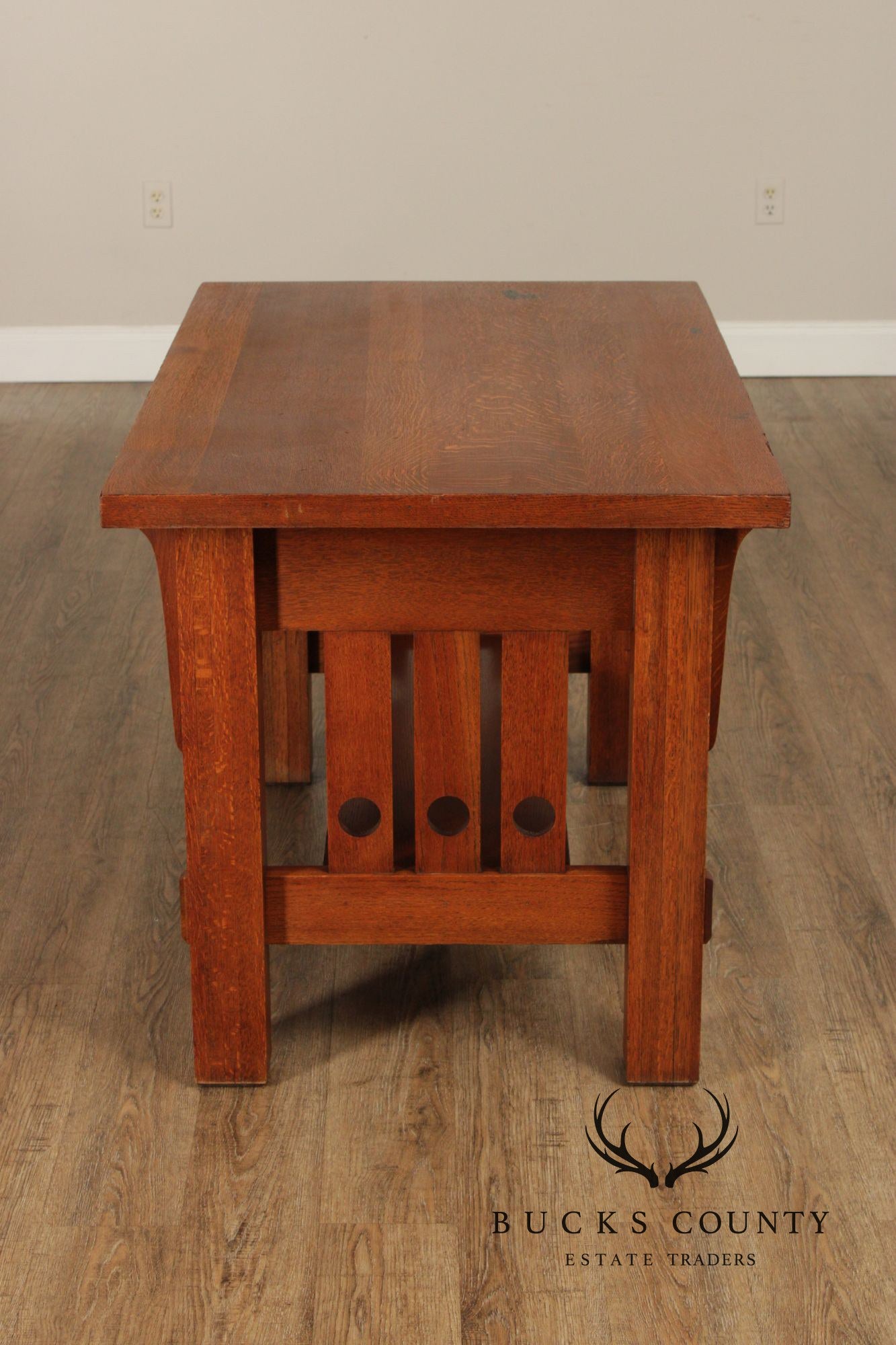 Antique Arts and Crafts Oak Library Table Writing Desk