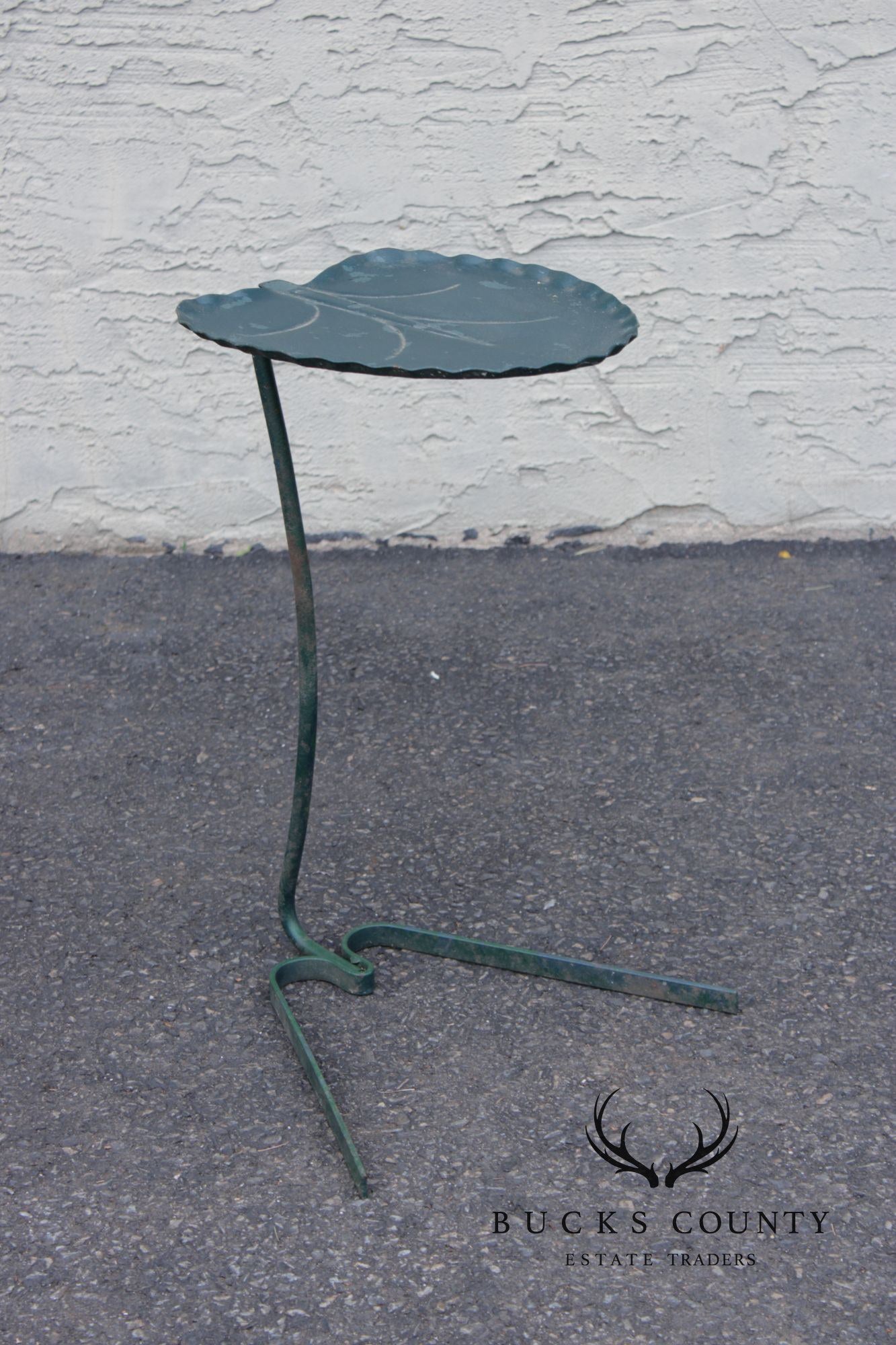 Vintage Salterini Lily Pad Leaf Wrought Iron Garden Table