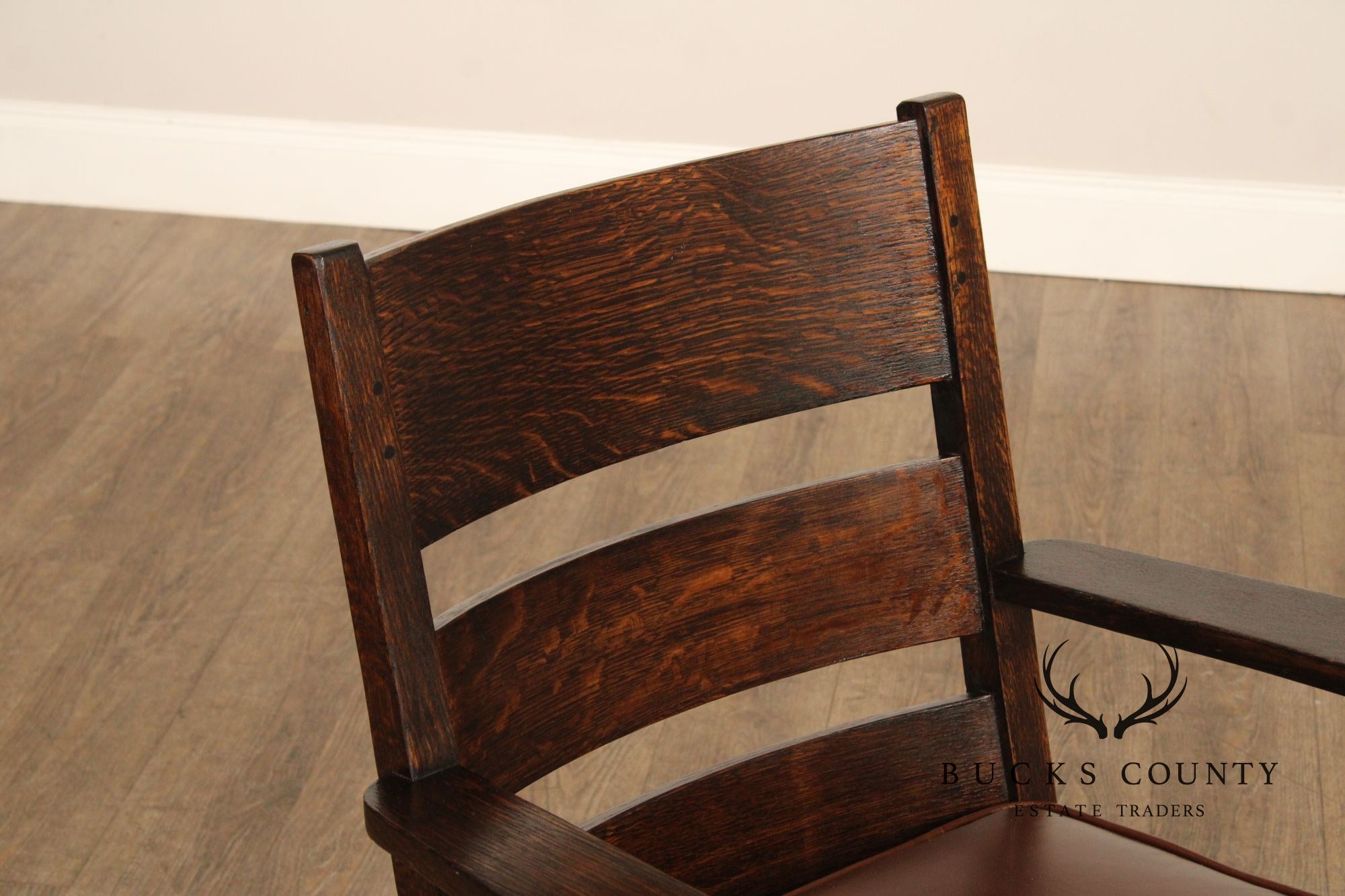 Antique Mission Oak and Leather Rocking Chair