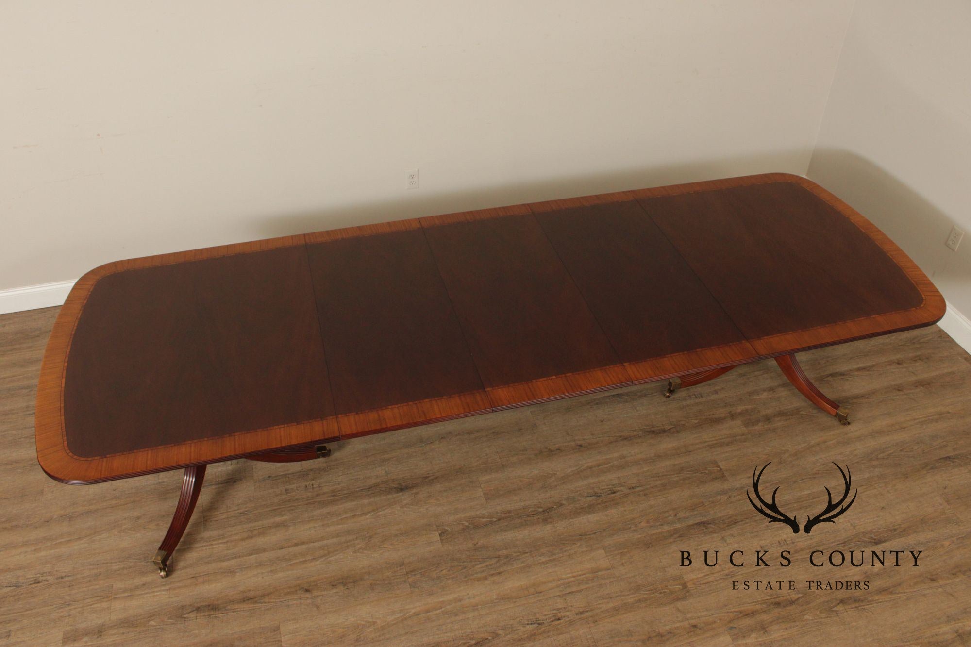 Baker Regency Style Mahogany Double Pedestal Dining Table