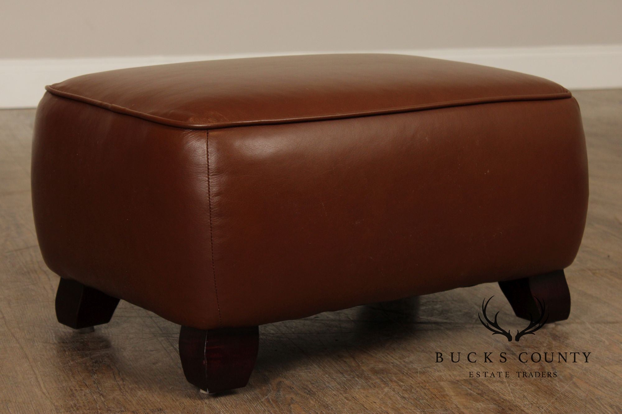 Precedent Traditional Pair of Leather Ottomans