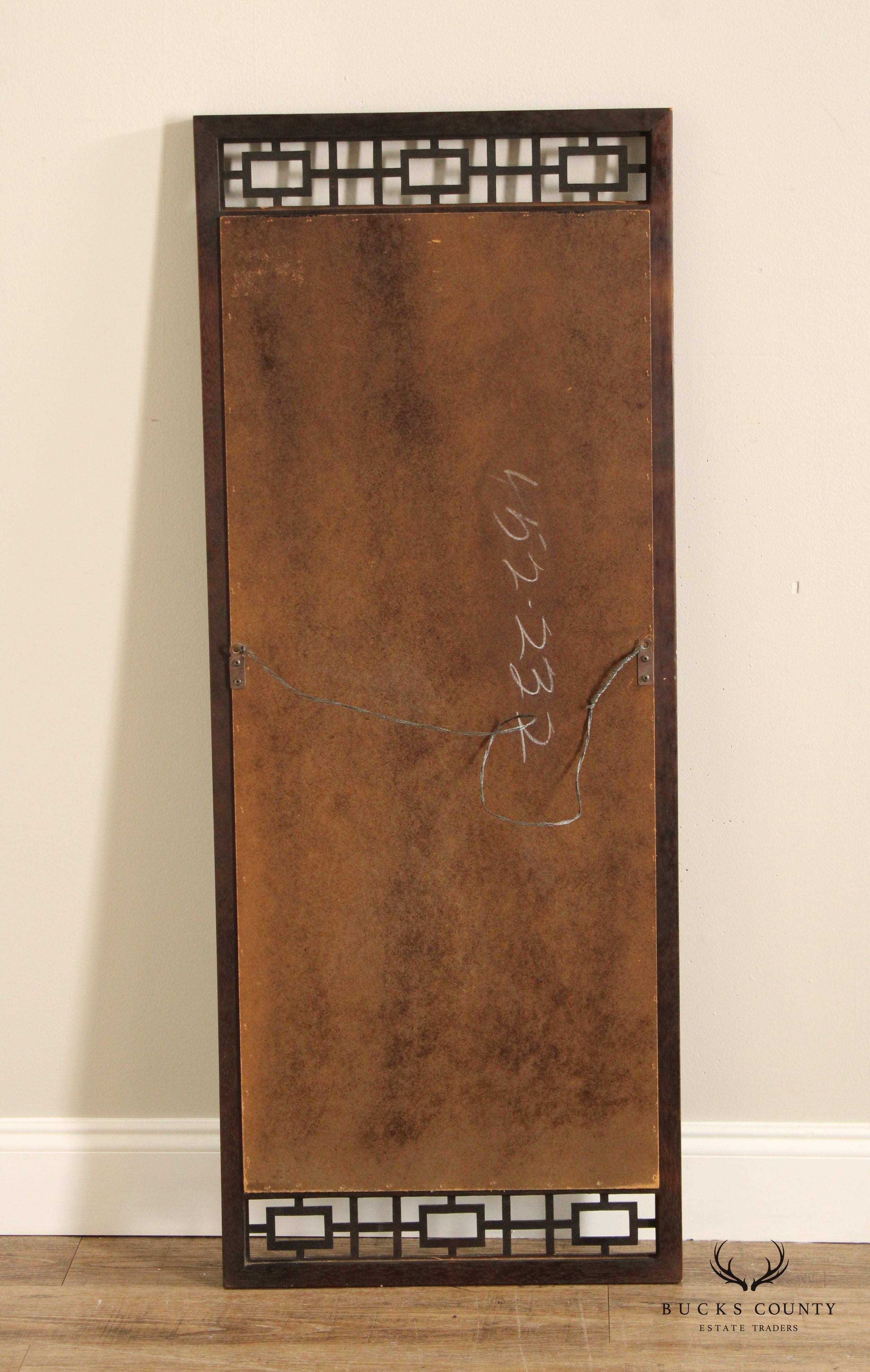 Vintage Pair Of Ebonized Asian Influenced Wall Mirrors