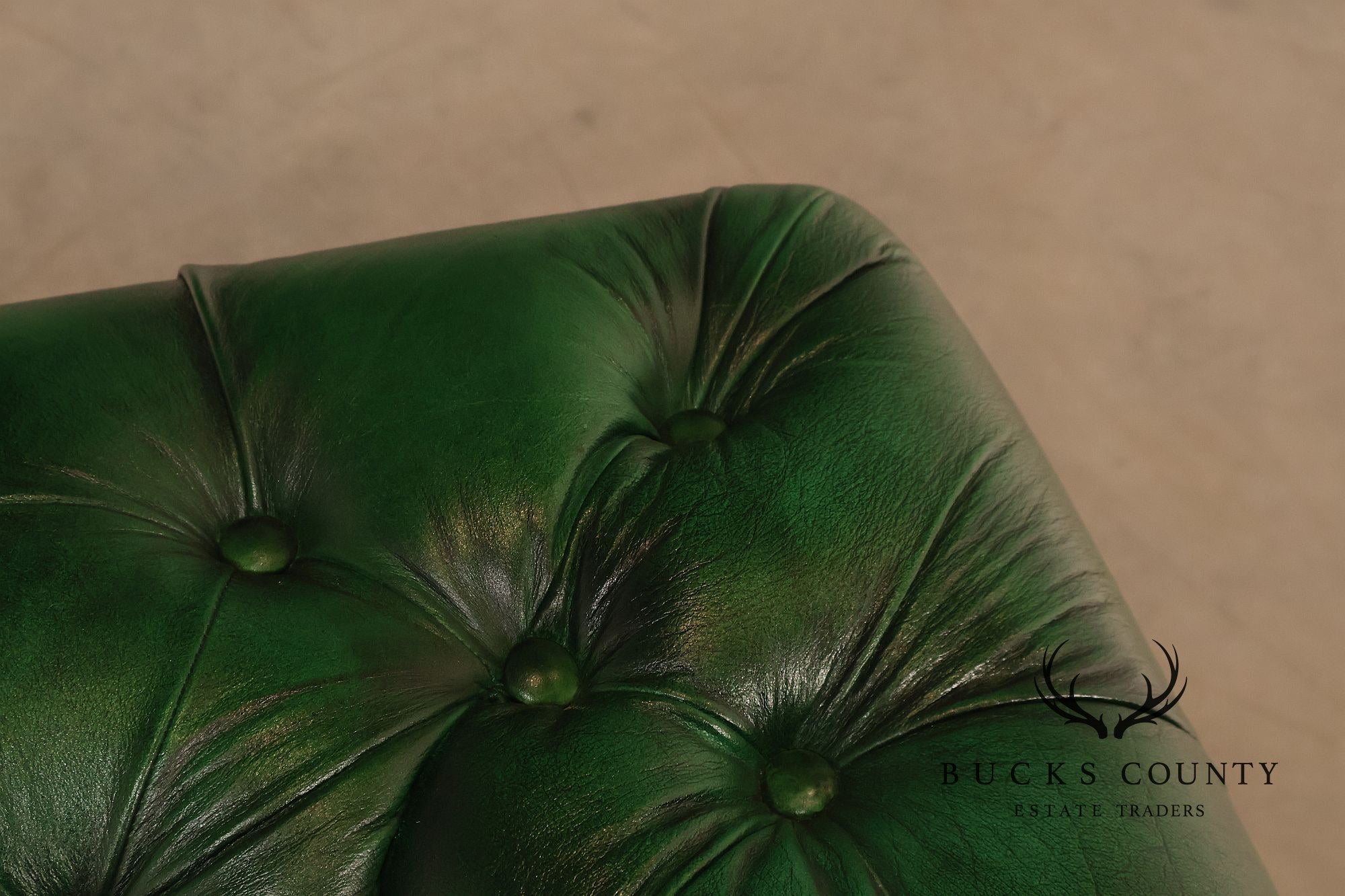 Chesterfield Style Polo Green Tufted Leather Club Chair