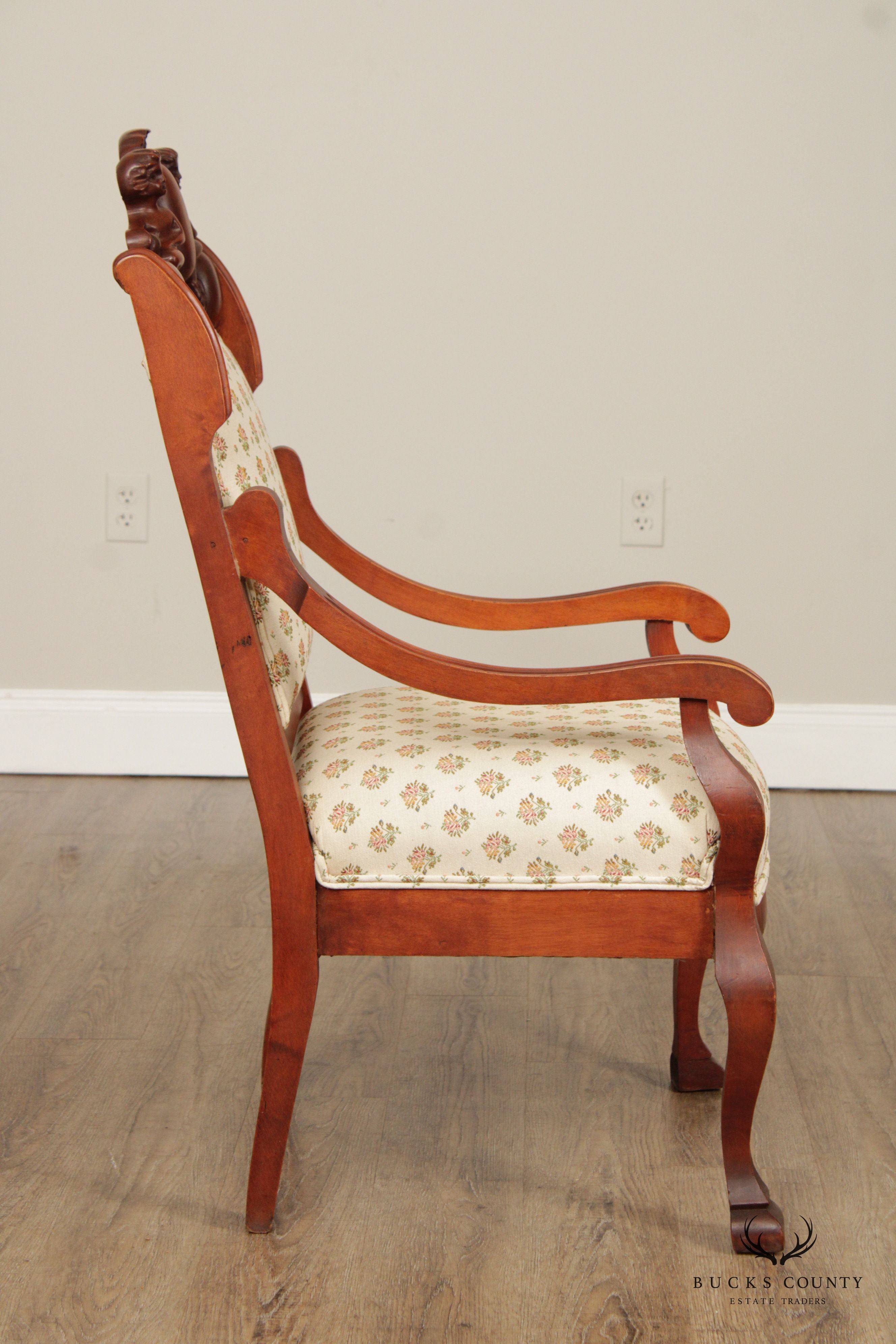 Antique Victorian Figural Carved Armchair