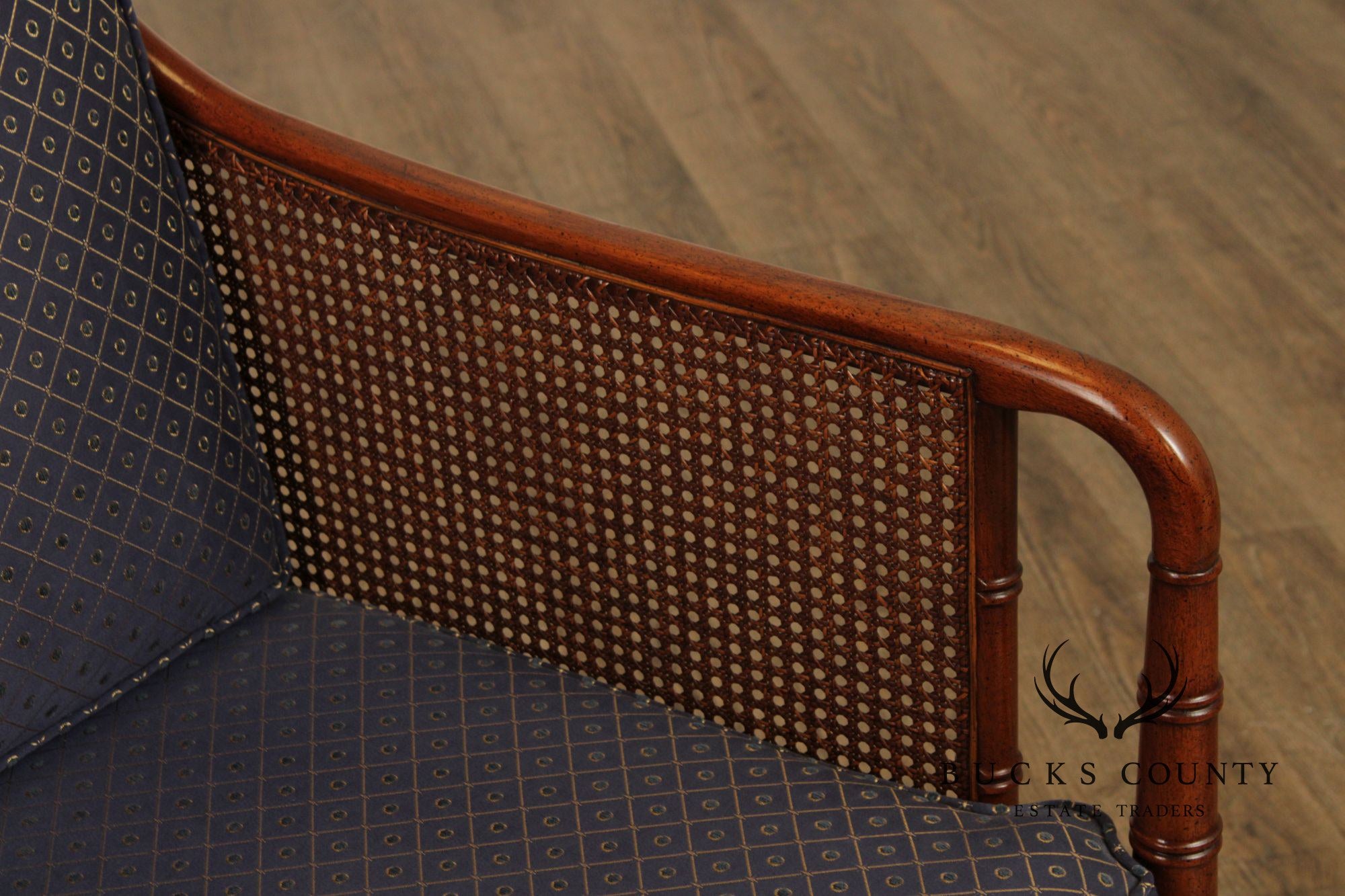 Hickory Chair Faux Bamboo and Caned Armchair and Ottoman