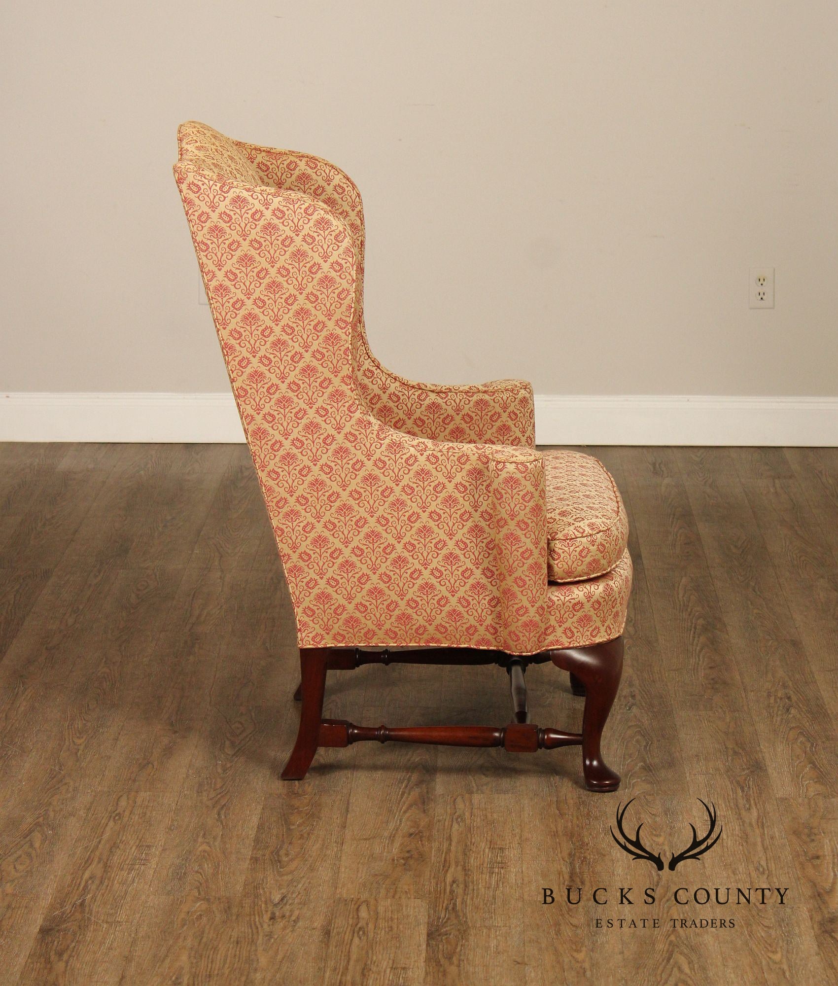 Hickory Chair Queen Anne Style Mahogany Wingback Armchair
