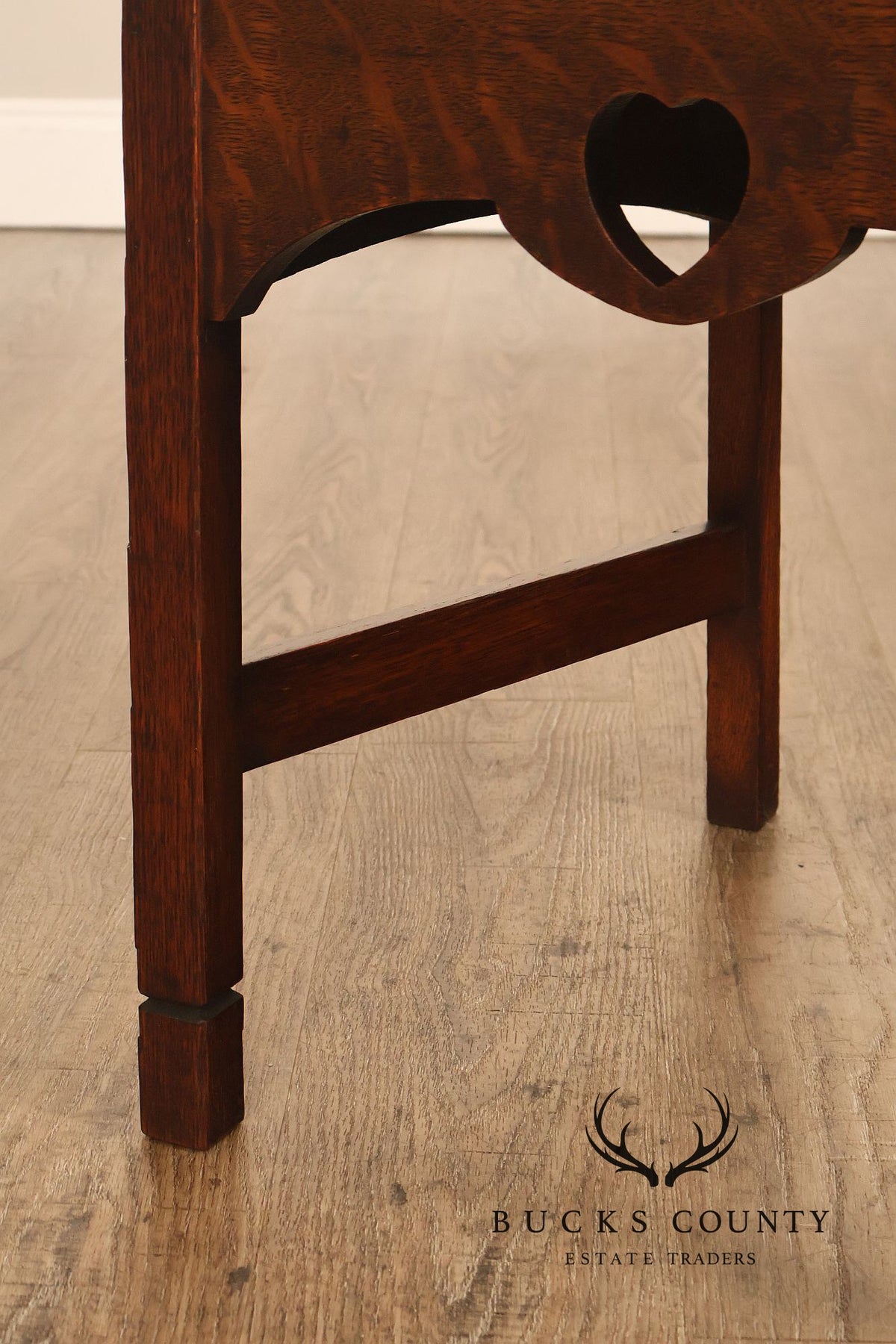 Antique Arts And Crafts Oak Inlaid Side Chair Attributed To Stickley Brothers