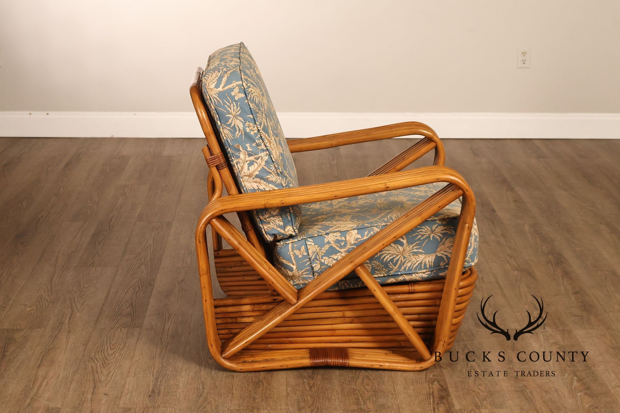 Paul Frankl Pair Of Pretzel Rattan Lounge Chairs