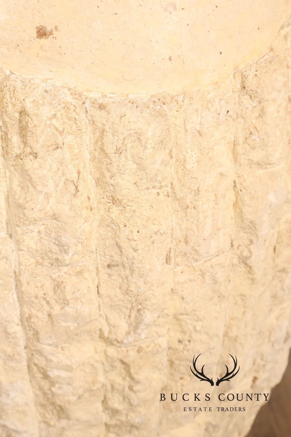Pair Of Mactan Coral Limestone Tessellated Carved Stone Urns