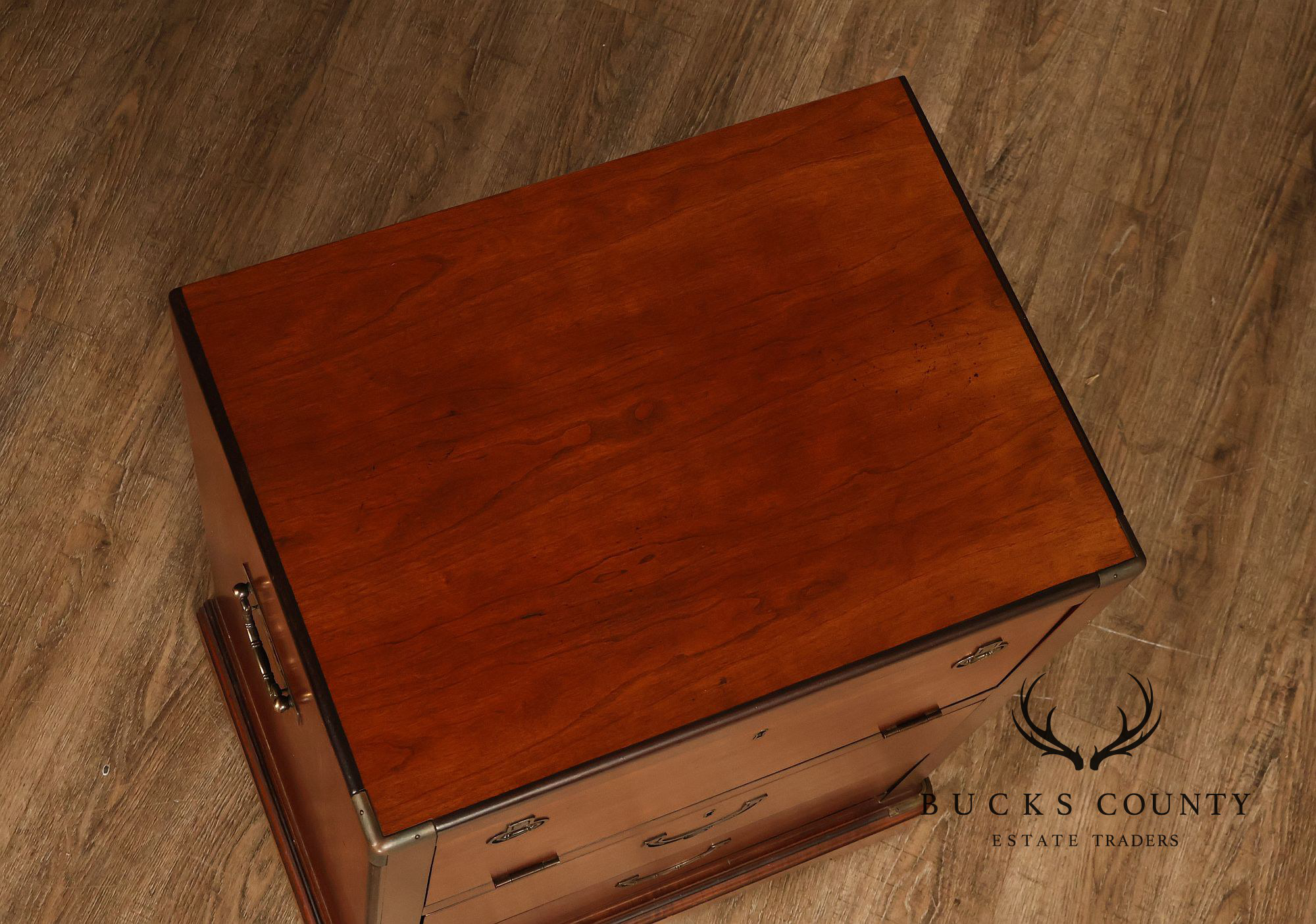 National Mt. Airy Campaign Style Pair of Cherry Nightstands