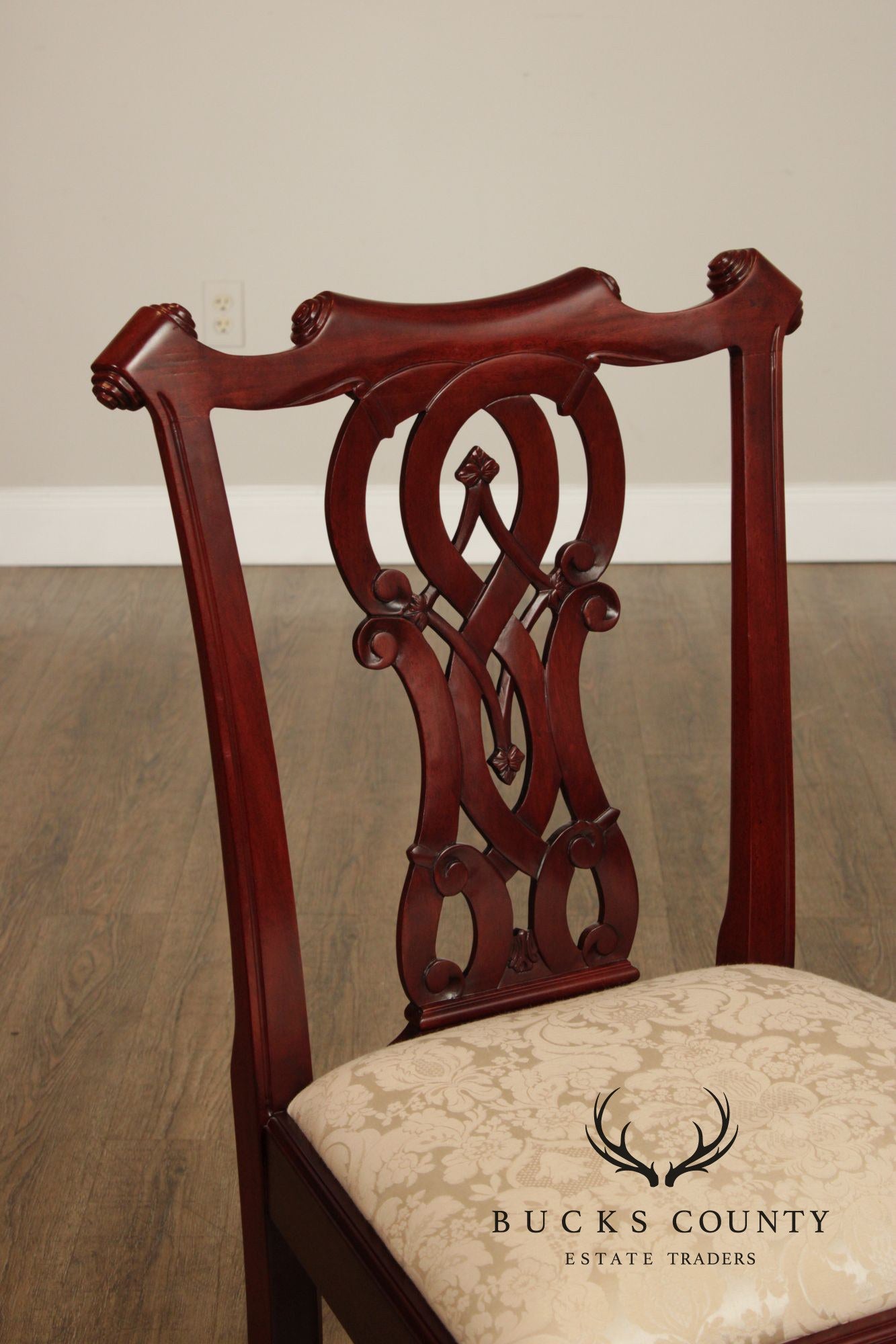 Chippendale Style Set Of Four Carved Mahogany Dining Chairs