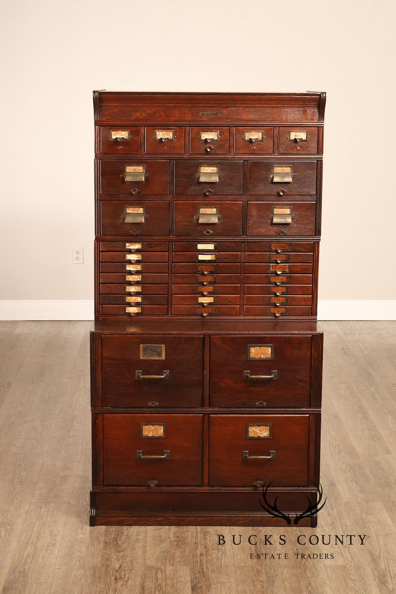 Yawman & Erbe Antique Oak Multi-Drawer File Cabinet