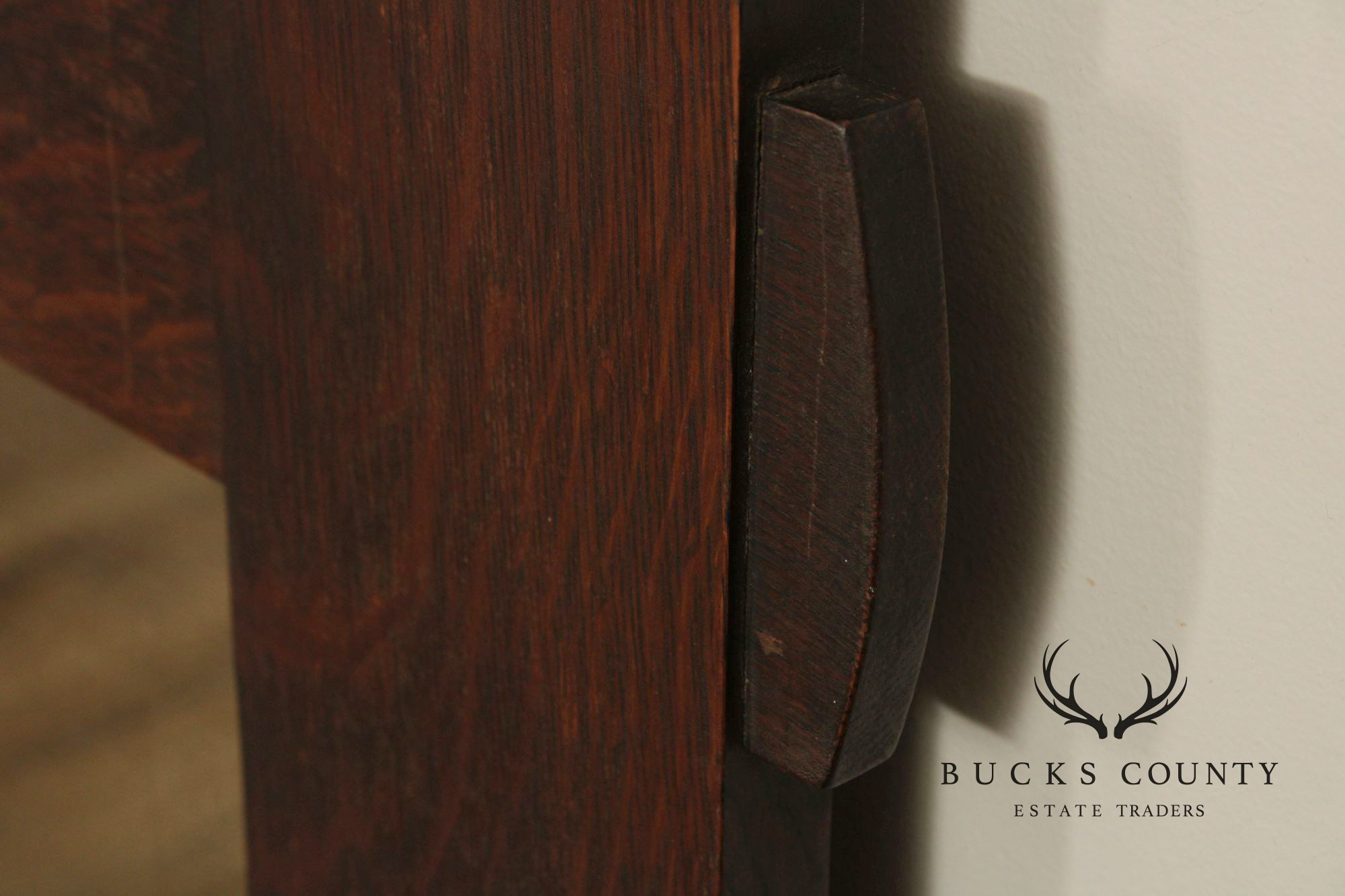 Stickley Brothers Antique Mission Oak Wall Mirror With Hooks No. 7577