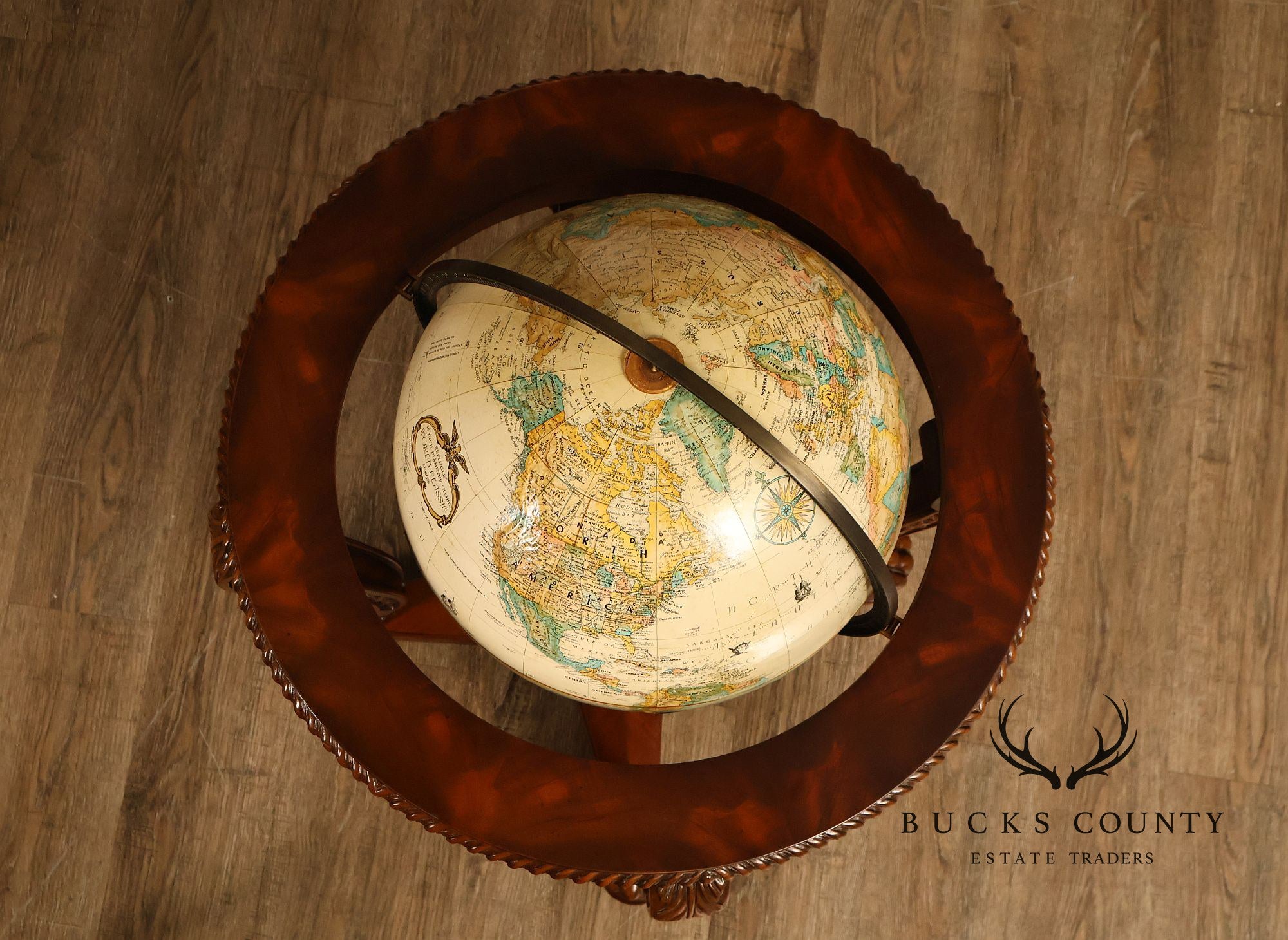 Maitland-Smith Mahogany Replogle World Globe Accent Table