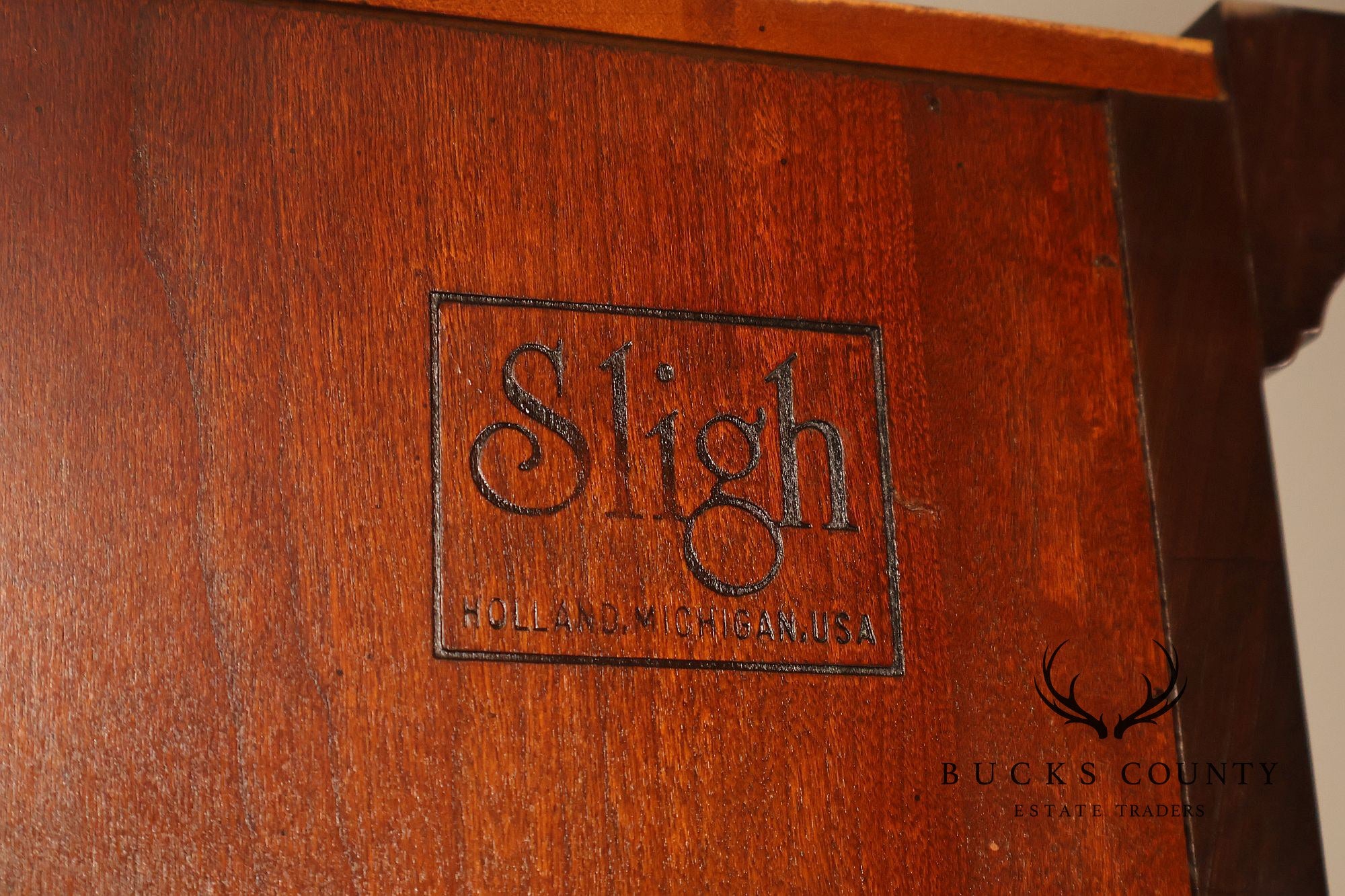 Sligh Mahogany Grandfather Clock With Moon Dial And Triple Chime Movement