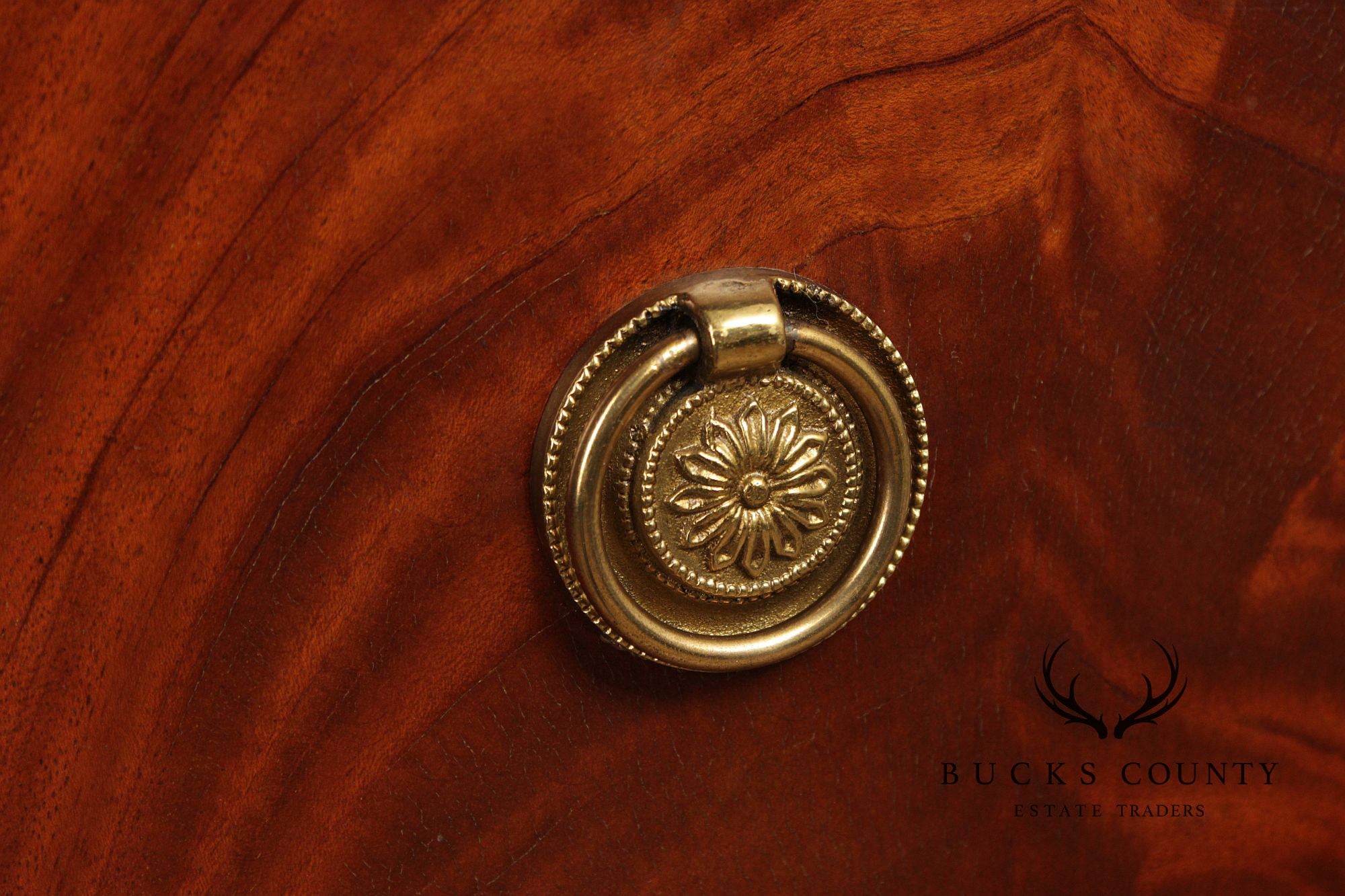 Maitland Smith Hepplewhite Style Deep Mahogany Inlaid Demilune Sideboard