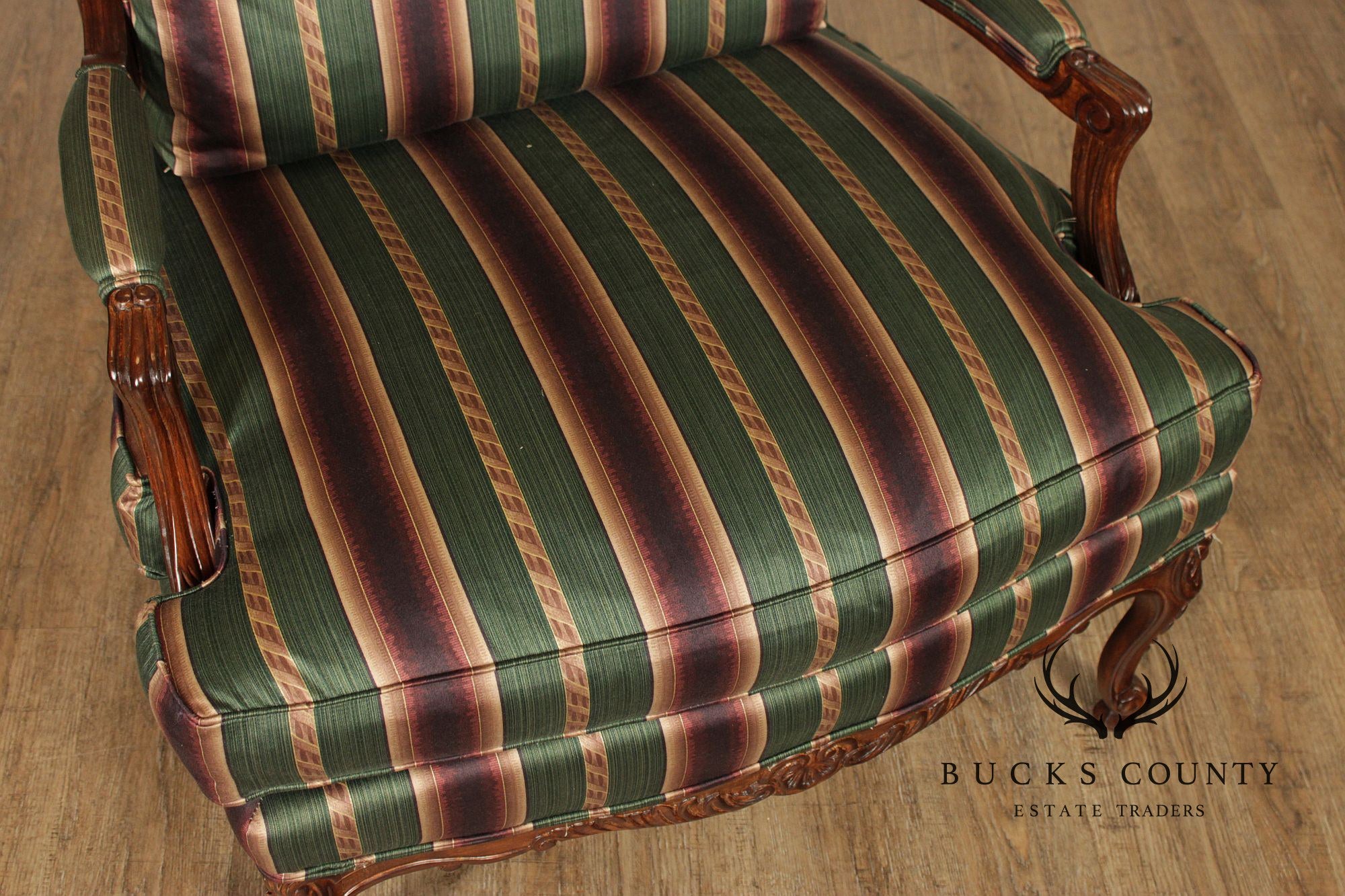 Sherrill Furniture French Louis XV Style Pair of Bergere Armchairs