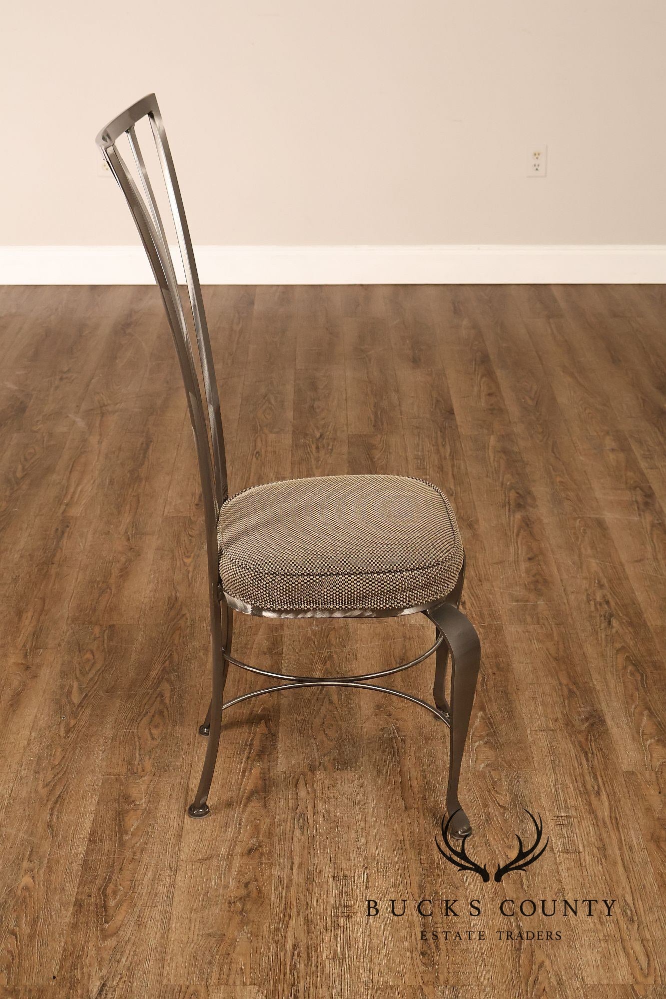 Shaver Howard Modern Style Set Of Eight Brushed Steel Dining Chairs