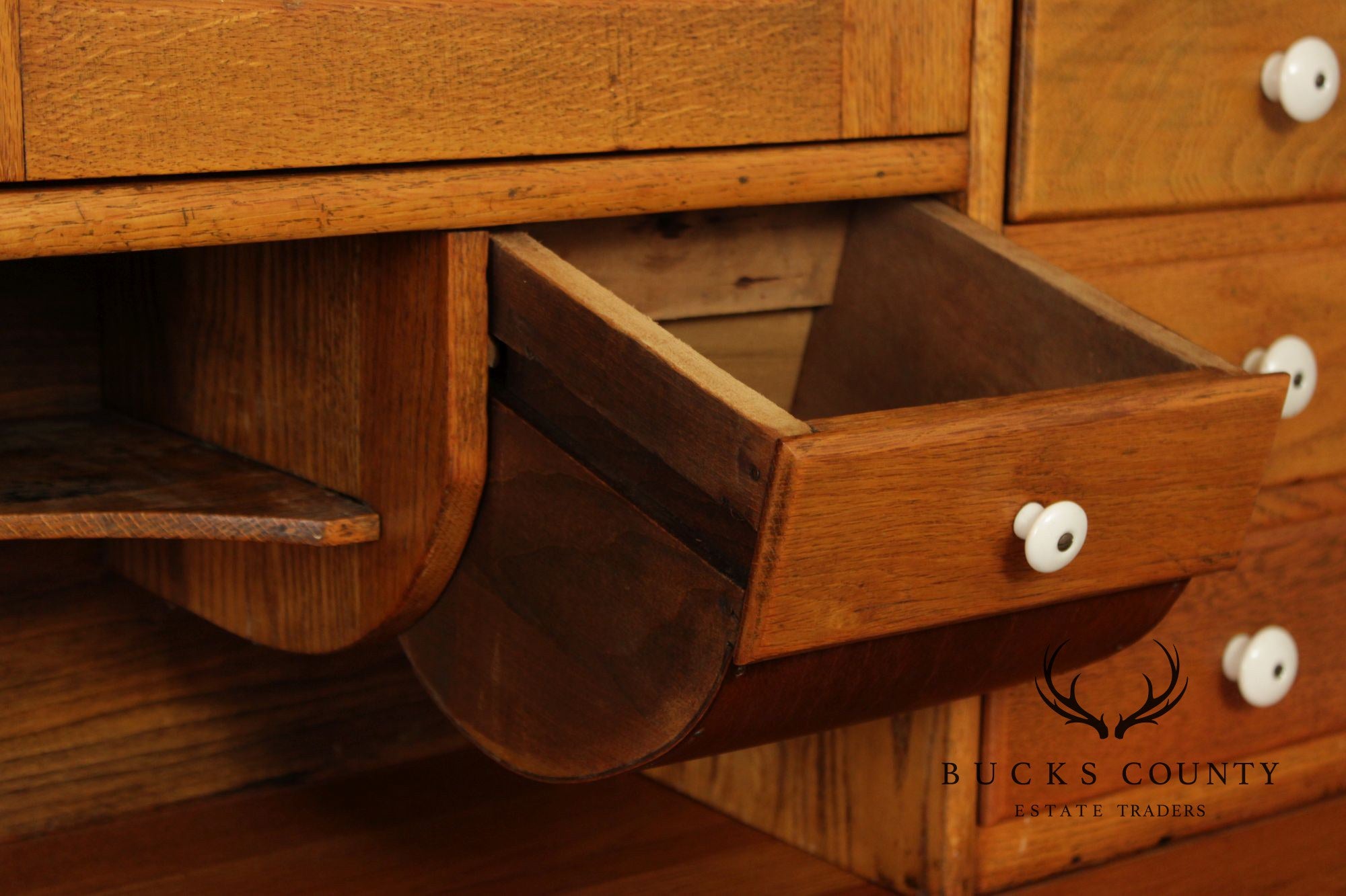 Antique American Hutch With Copper Dry Sink And Pull-Out Cutting Board