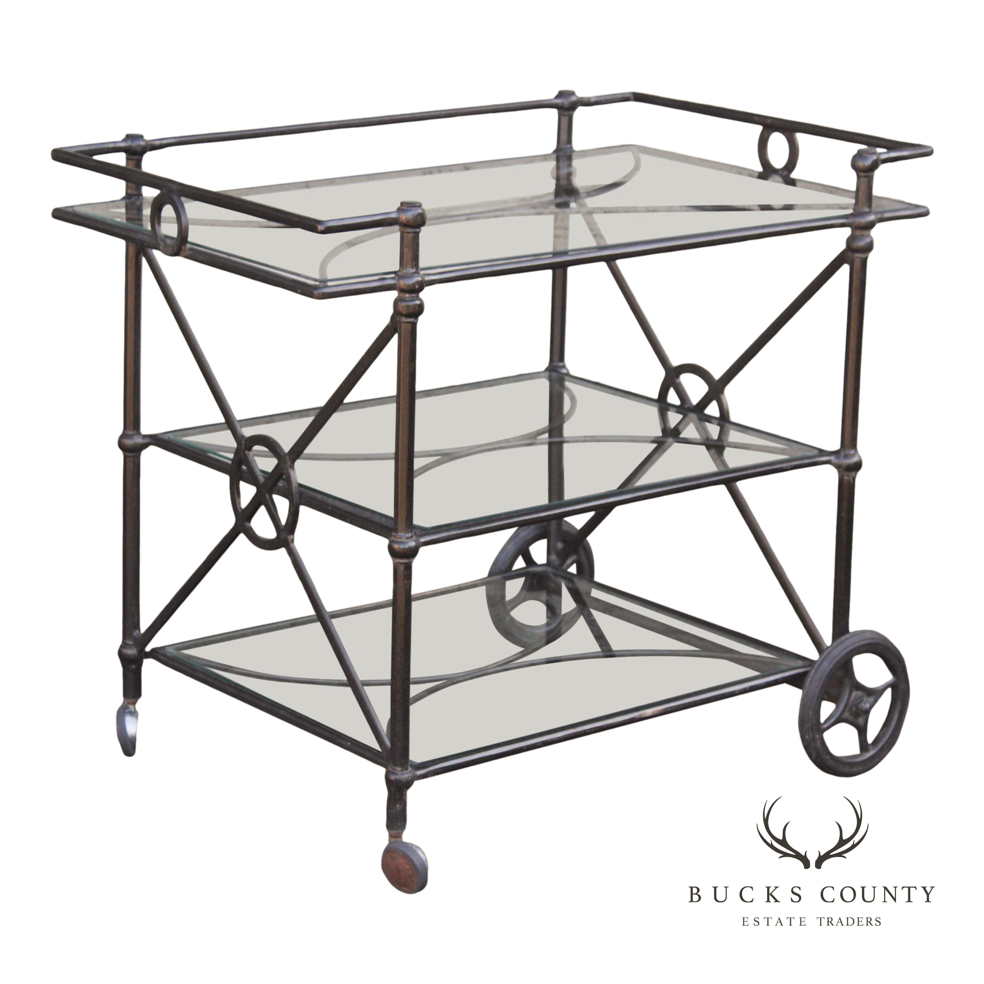 Woodard Delphi Three-Tier Patio Serving Bar Cart
