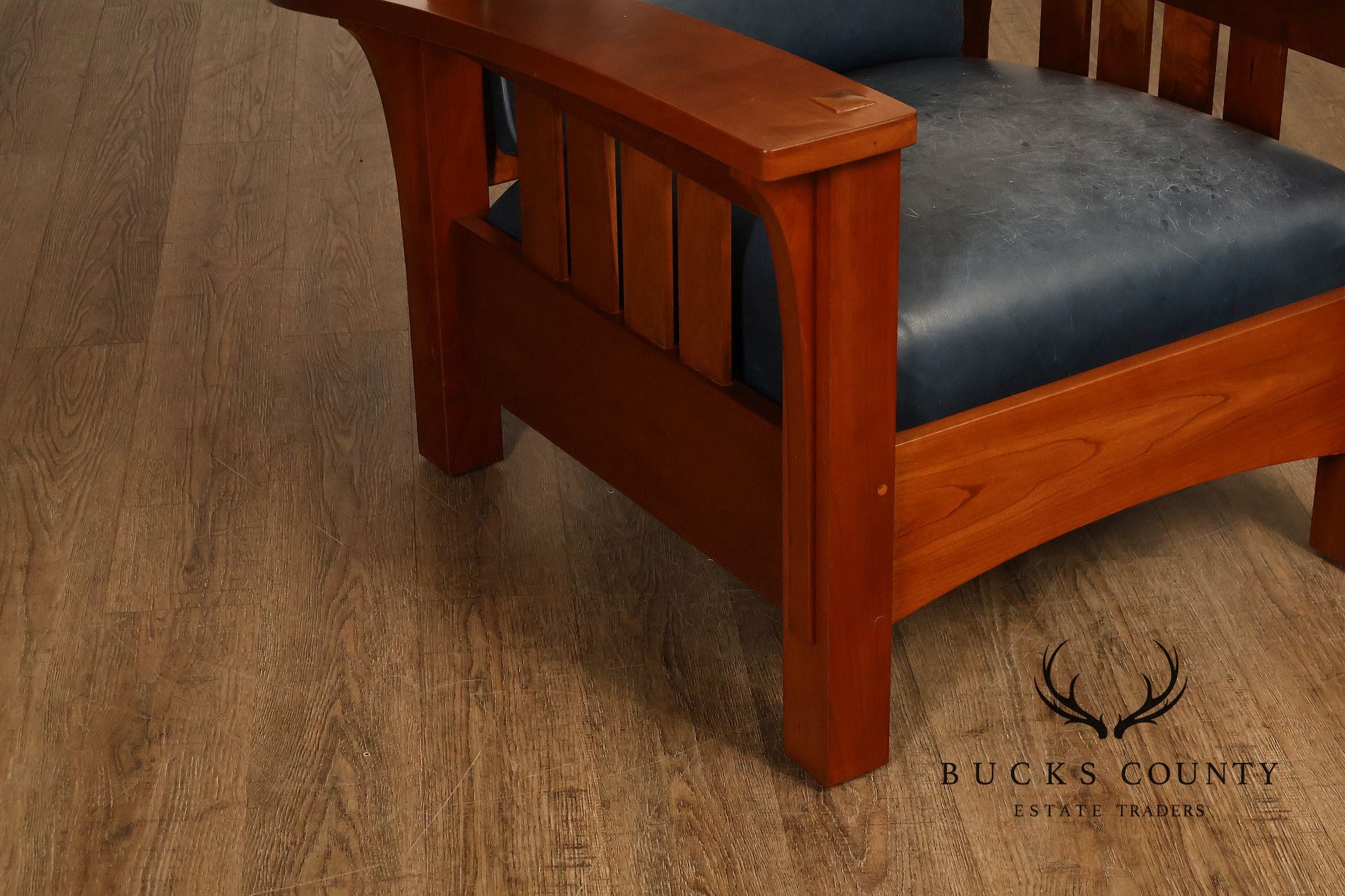 Stickley Mission Collection Cherry Bow Arm Morris Chair and Ottoman