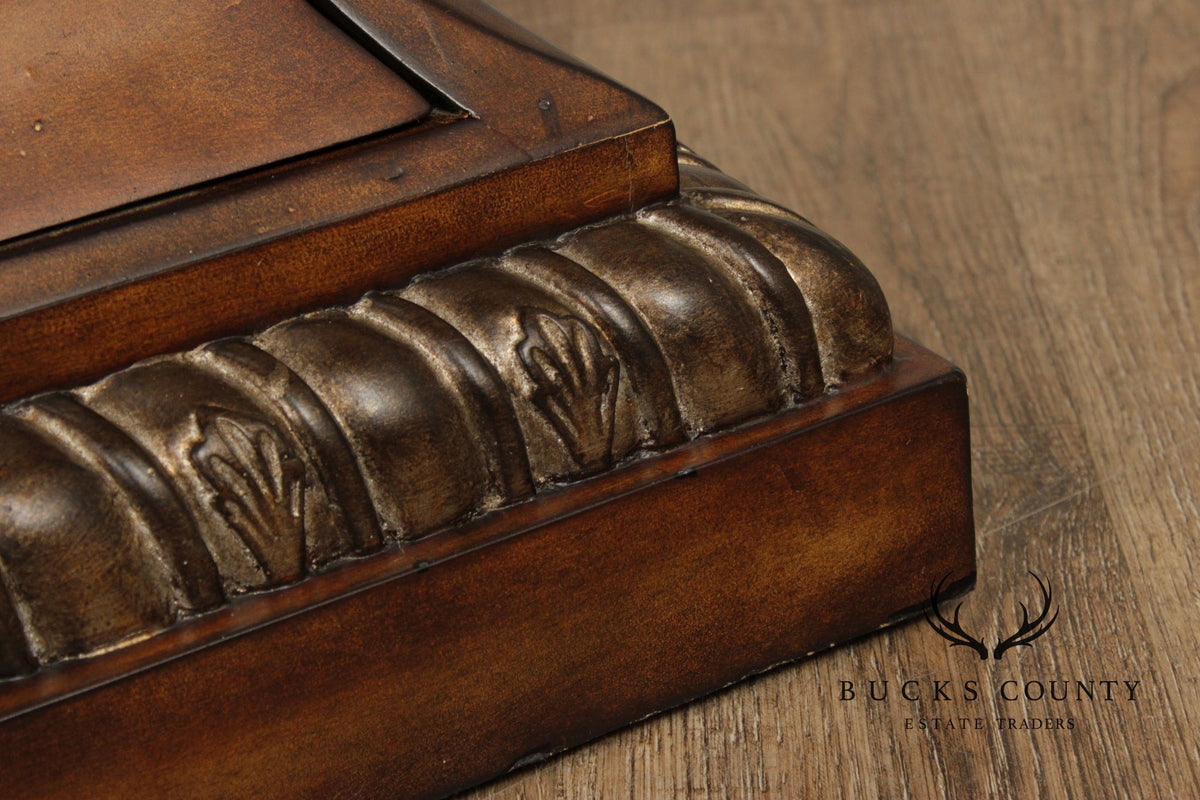 Regency Style Burlwood Bombe Four-Drawer Accent Chest