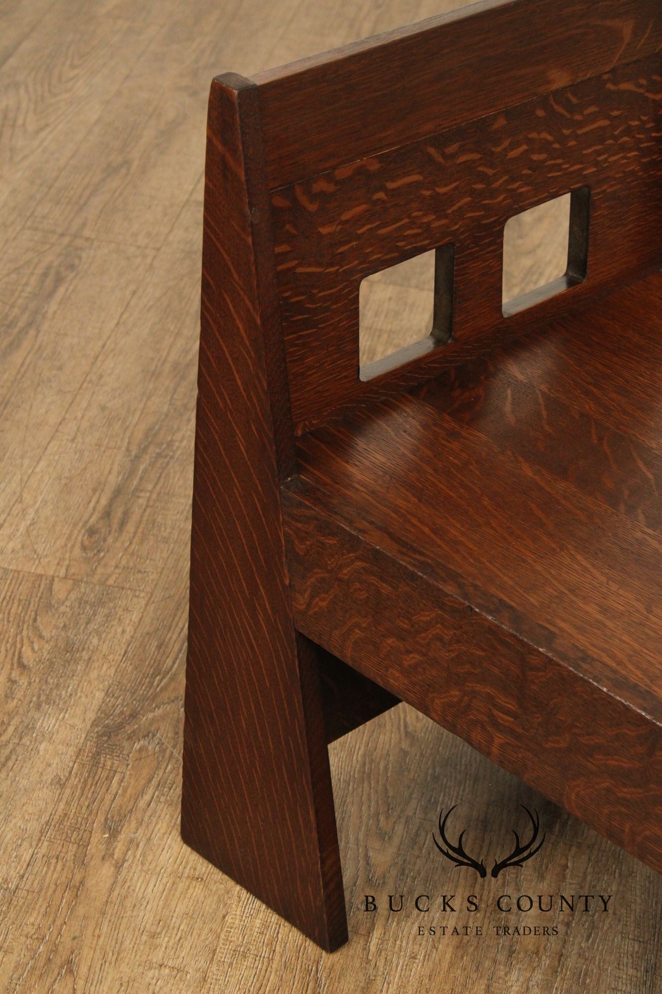 Limbert Antique Mission Oak Cut-Out Window Bench