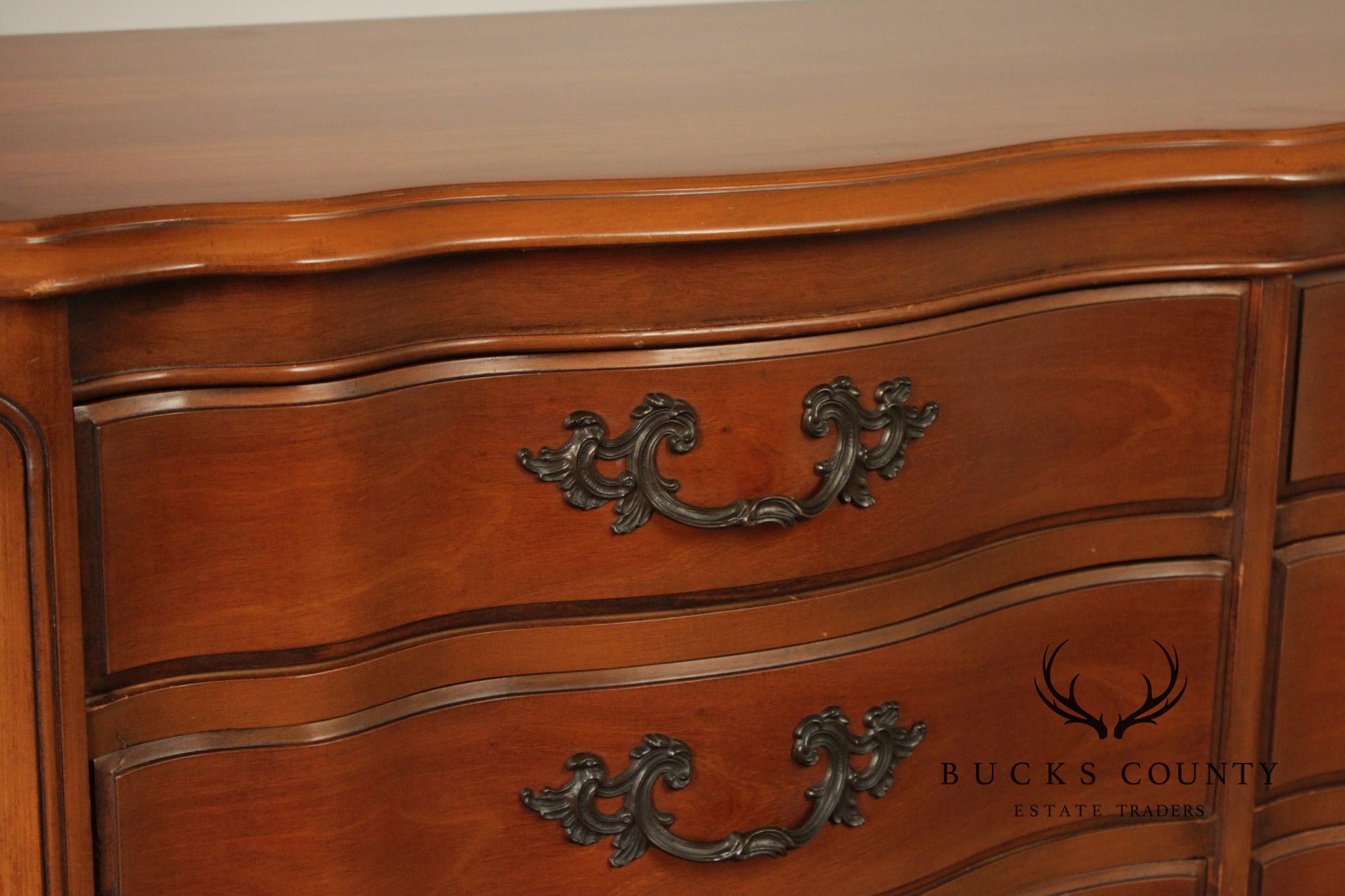 French Provincial Style Vintage Cherry Serpentine Dresser