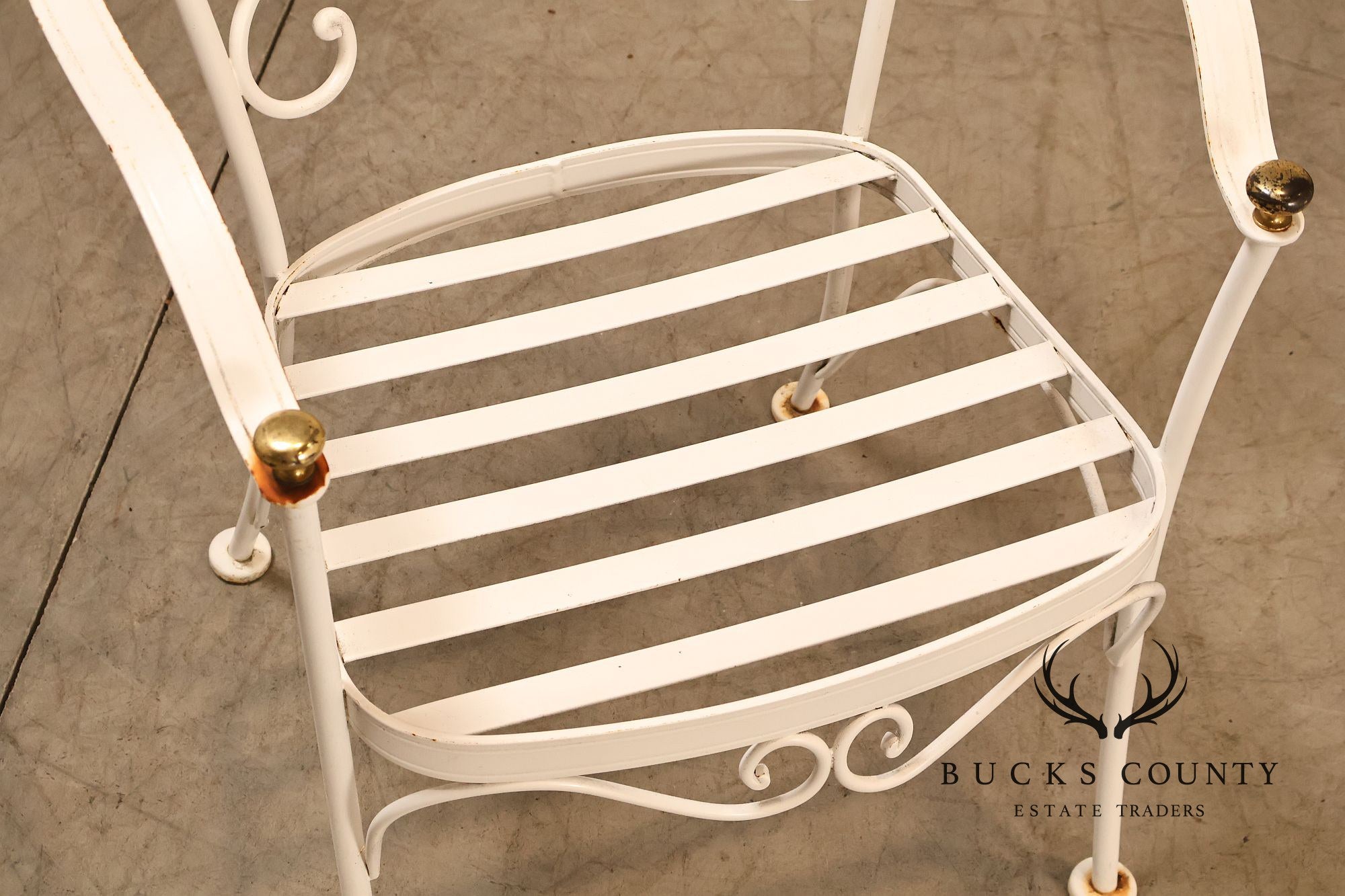 Woodard Pair of Wrought Iron Outdoor 'Ribcage' Armchairs