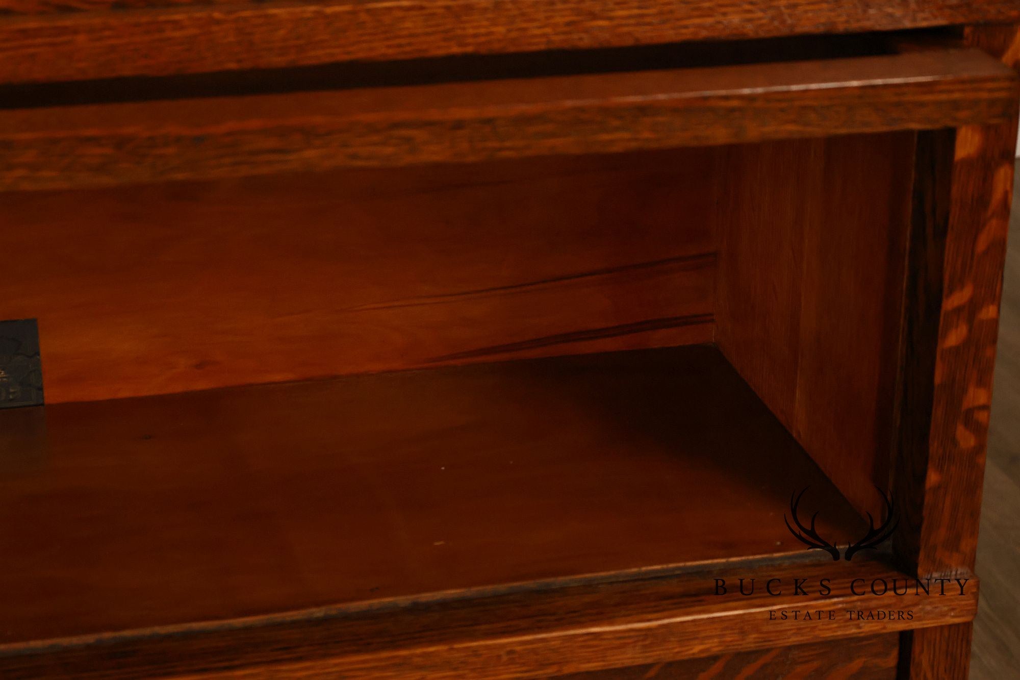 Antique Globe Wernicke Mission Oak Three Stack Barrister Bookcase With Base Drawer