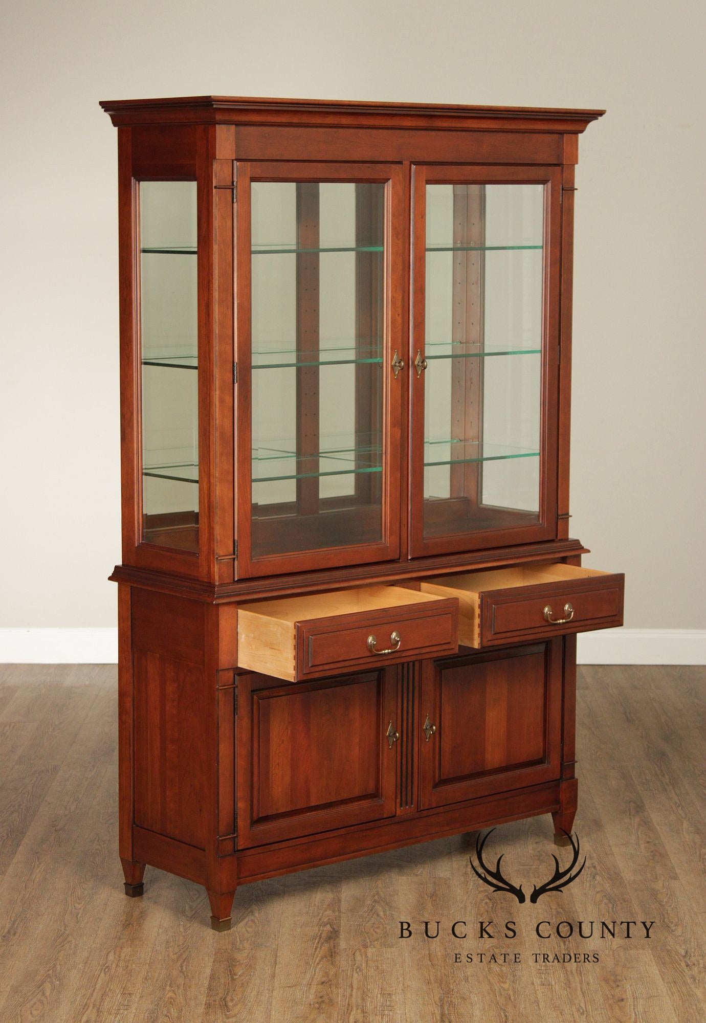 Harden Solid Cherry Lighted Display China Cabinet