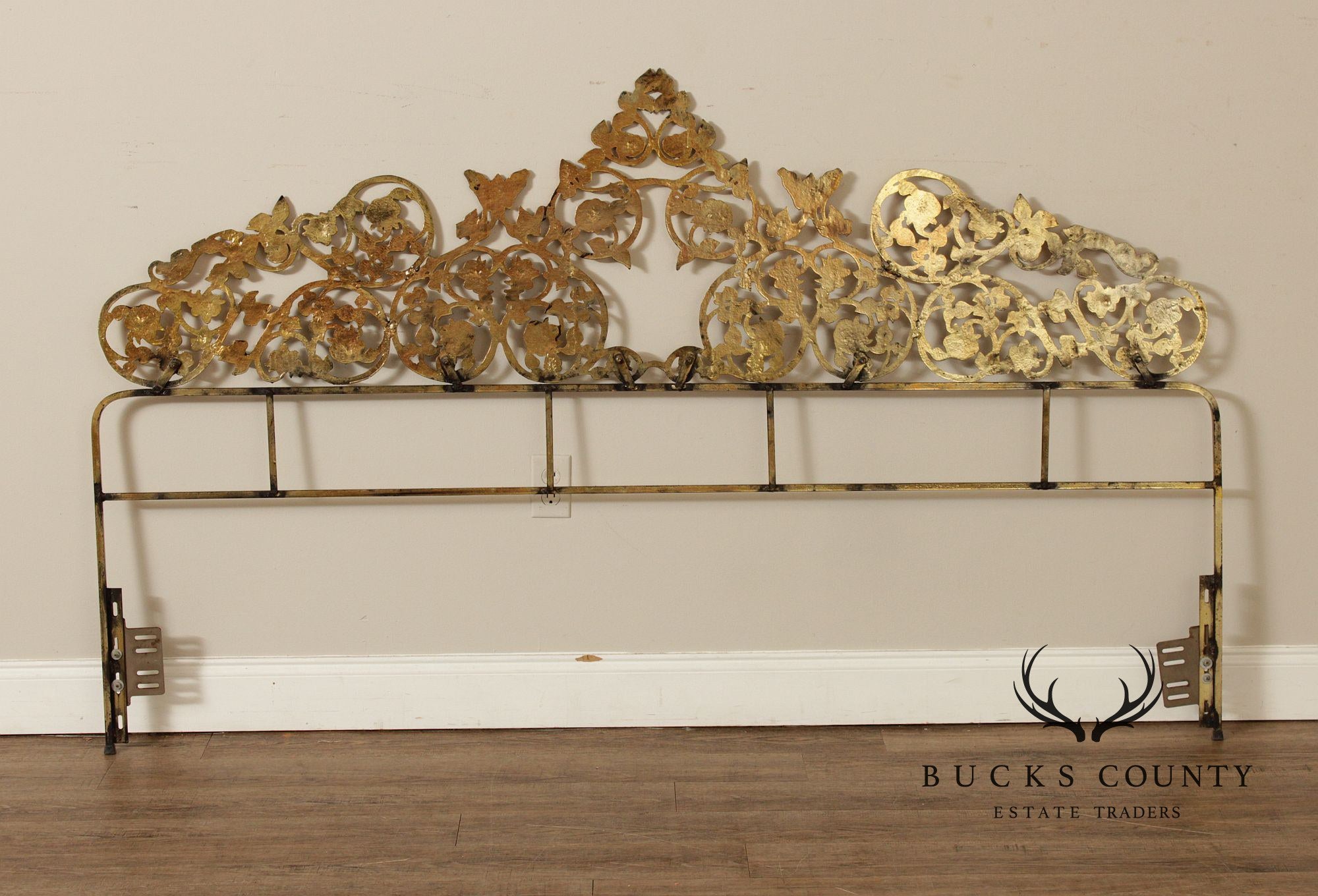 Rococo Style King Size Scrolling Brass Headboard