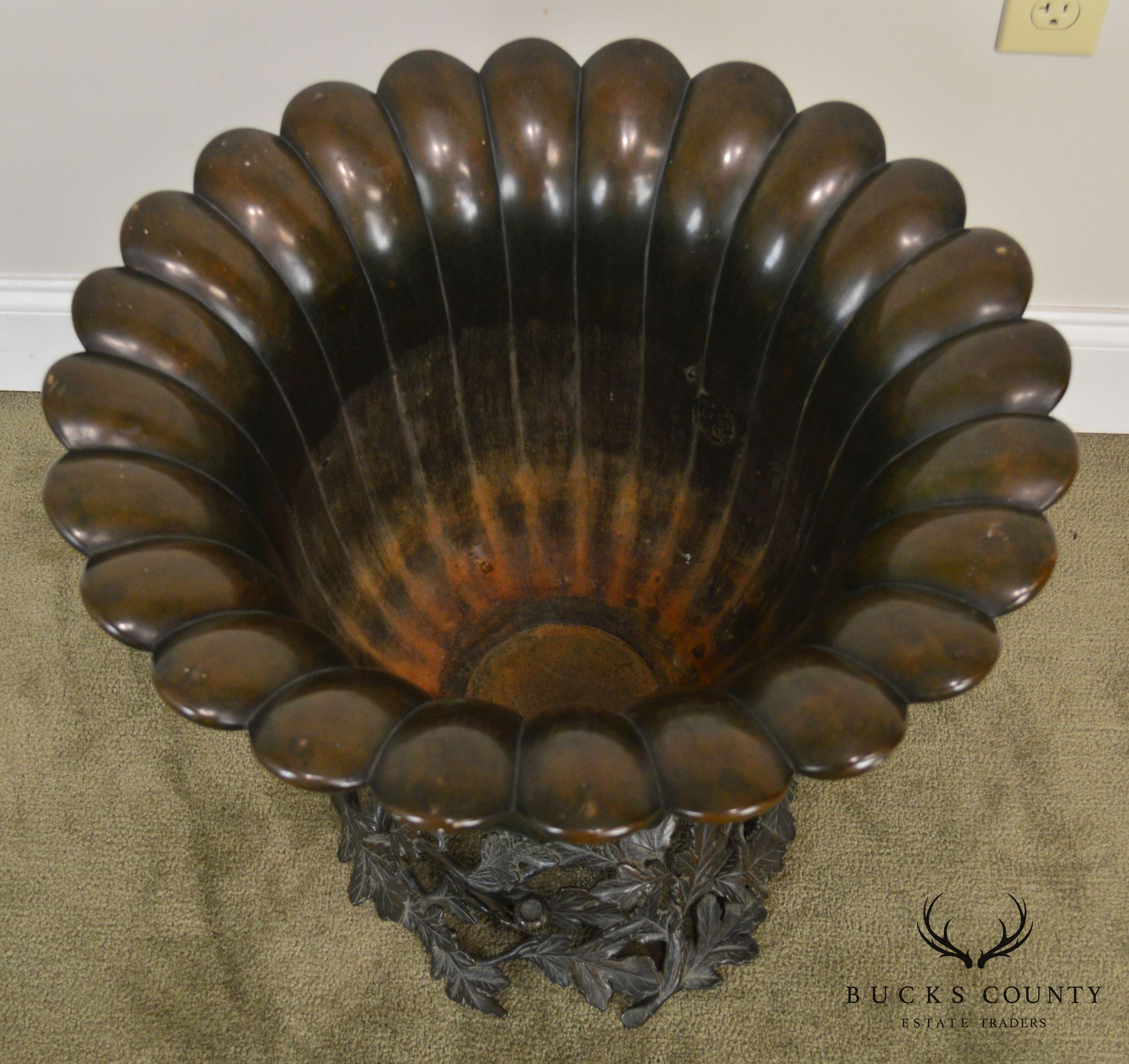 Japanese Antique Vintage Bronze Lotus Urn