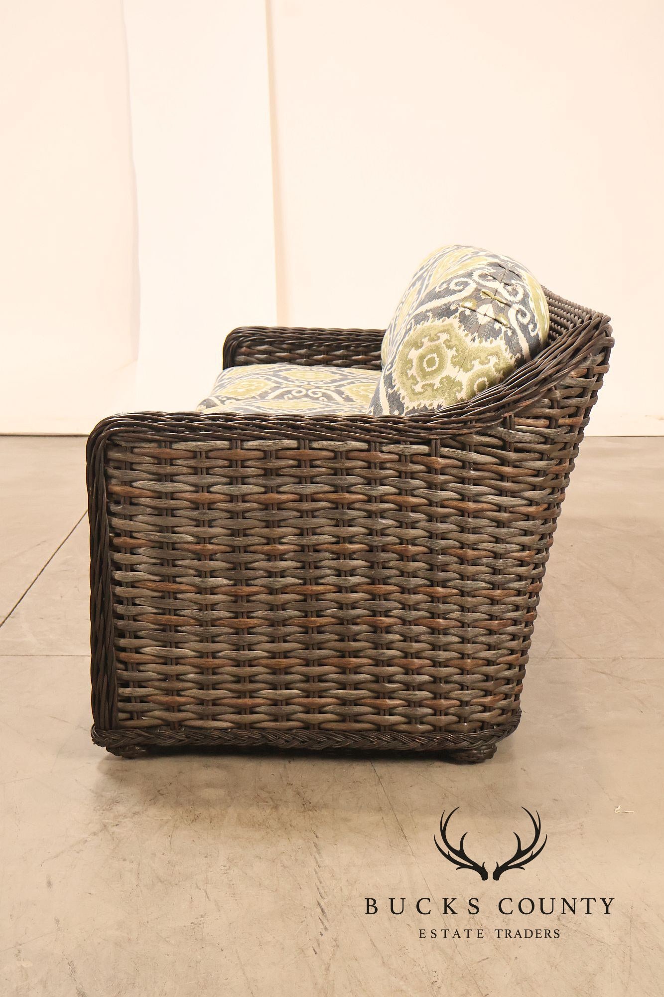 Lane Venture Woven Wicker Outdoor Sofa With Patterned Cushions