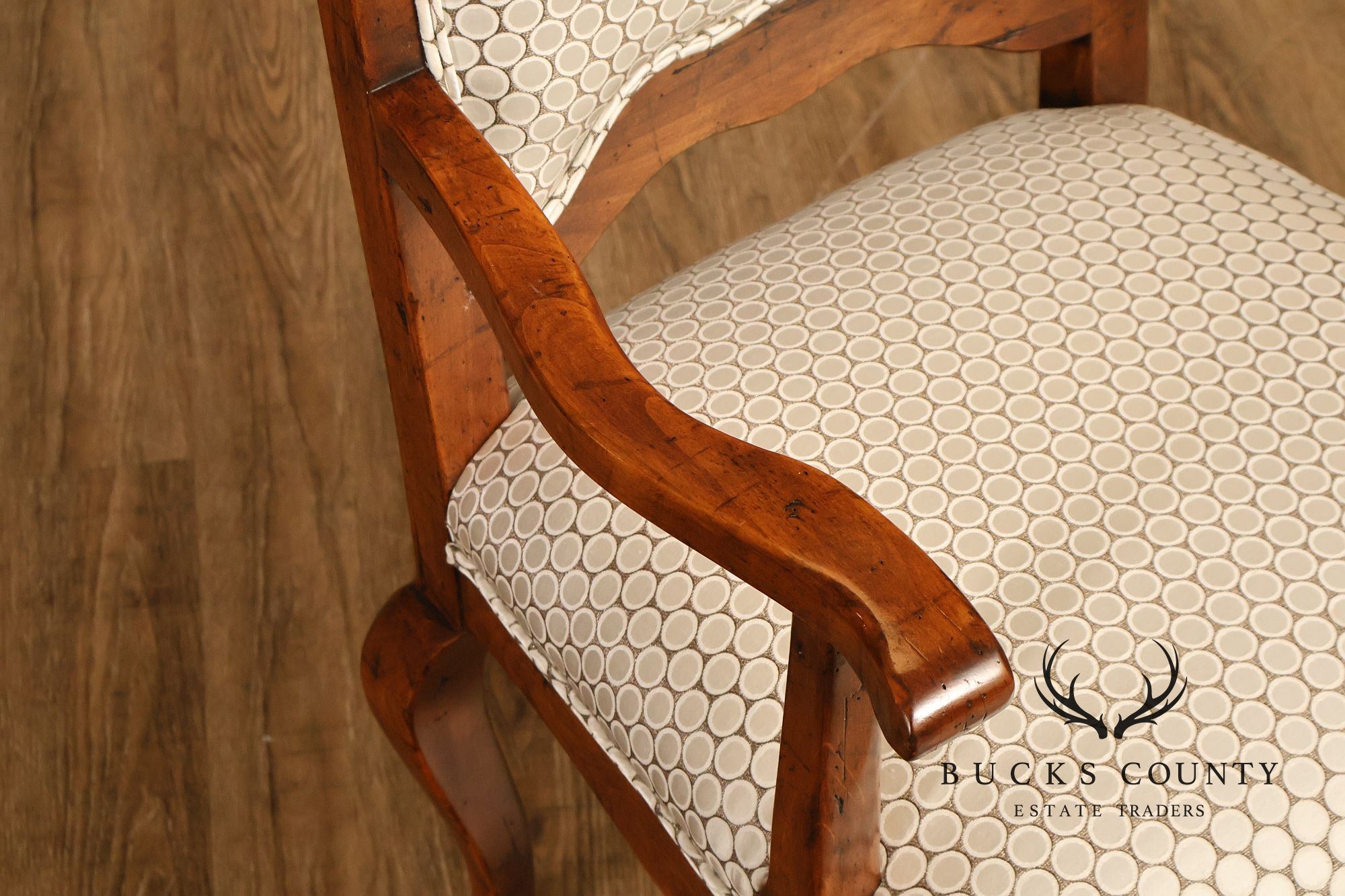 Guy Chaddock Pair Of Country French Upholstered Dining Armchairs