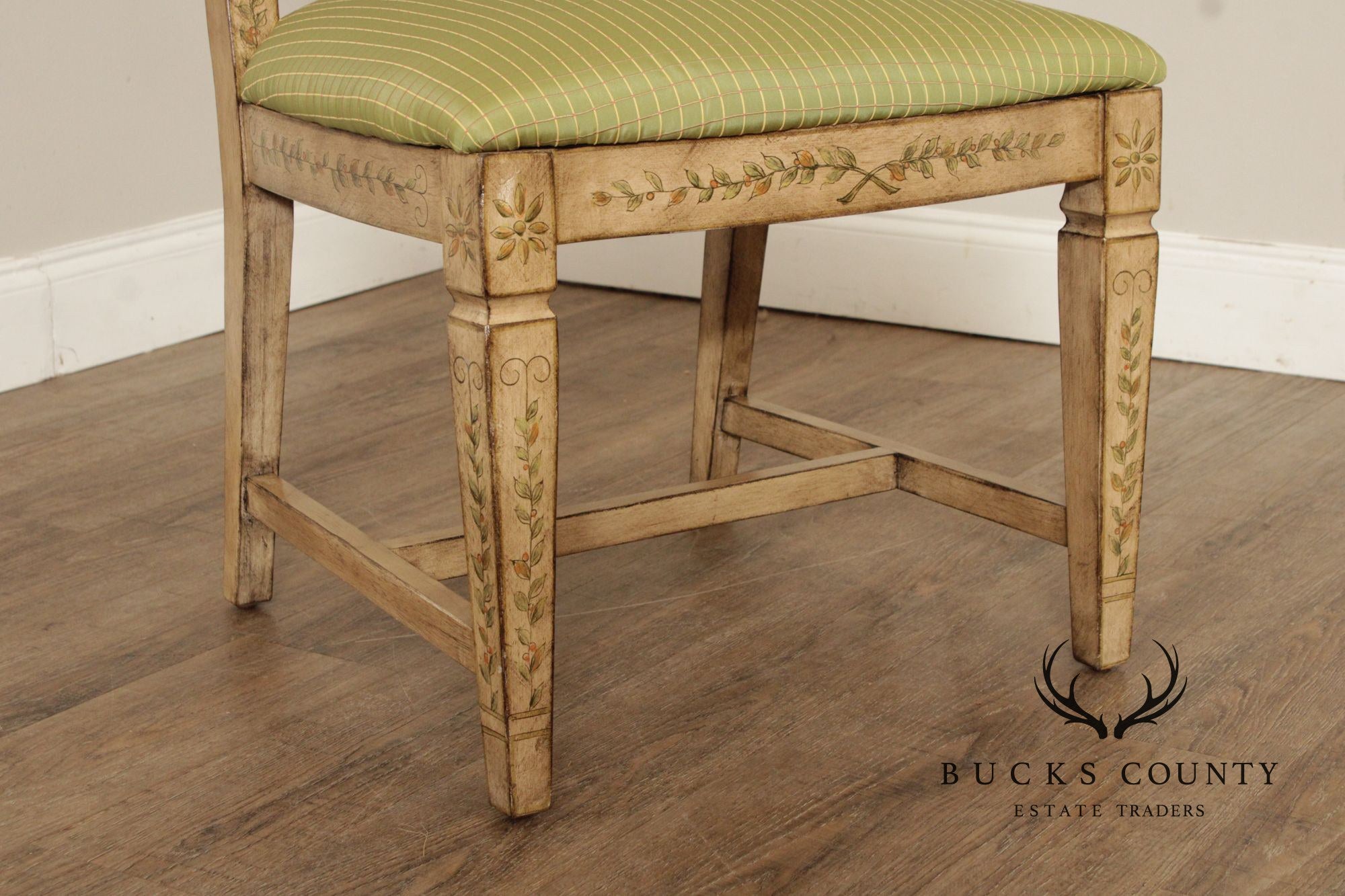 Lane Hepplewhite Style Paint Decorated Shied Back Side Chair