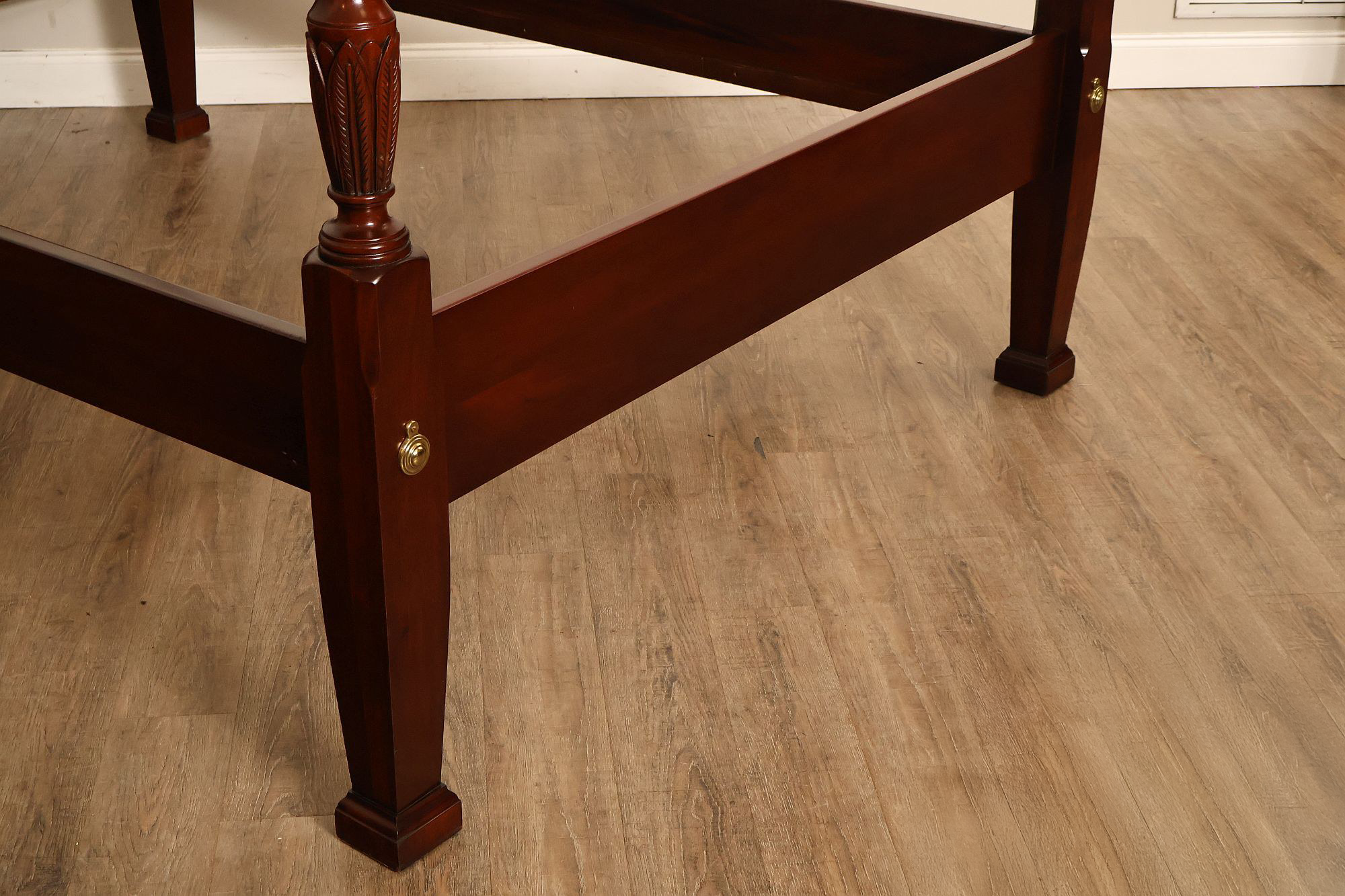 Lexington Queen Size Solid Mahogany Rice Carved Poster Bed