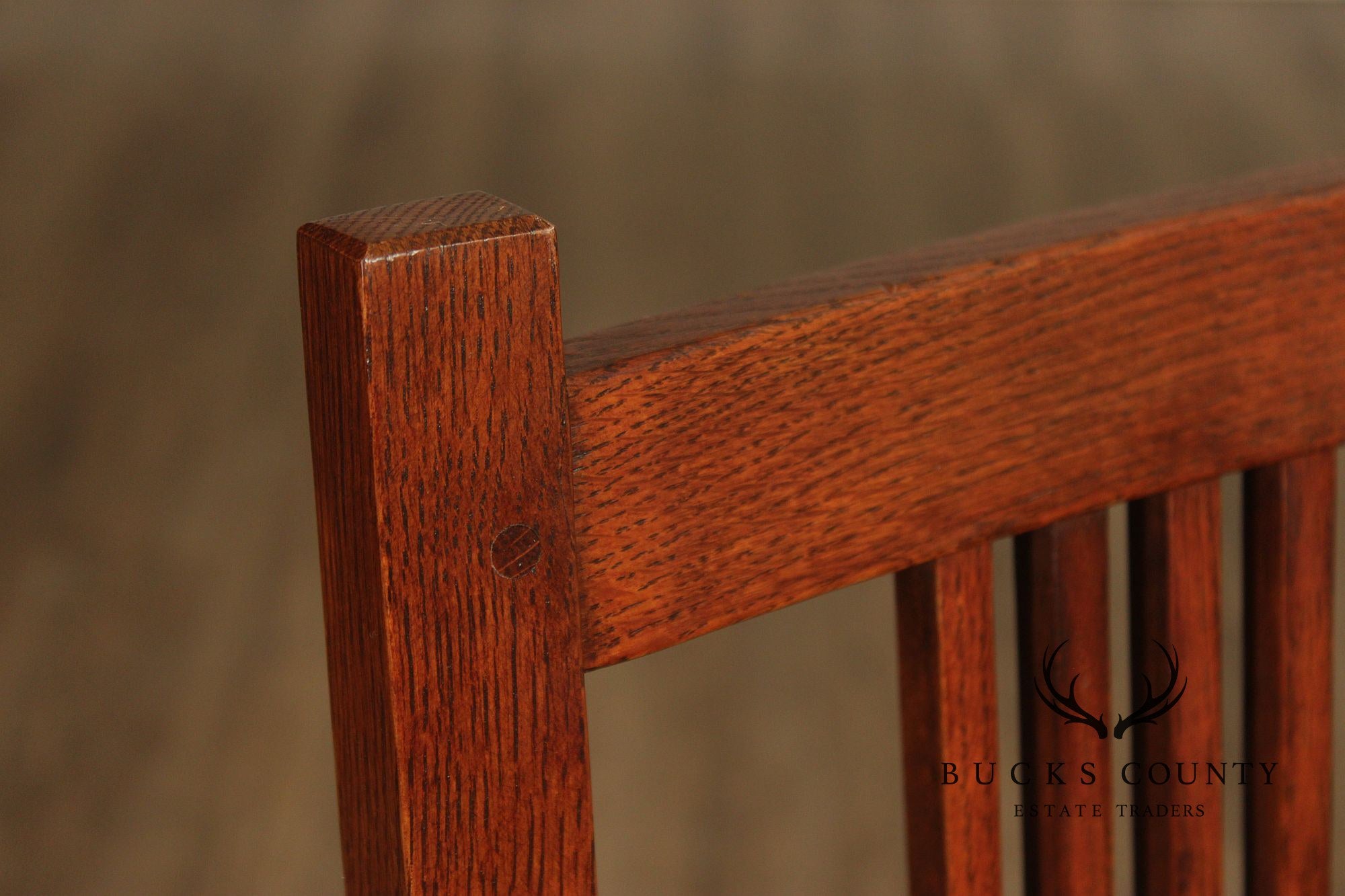 Stickley Mission Collection Pair Oak Spindle Side Dining Chairs