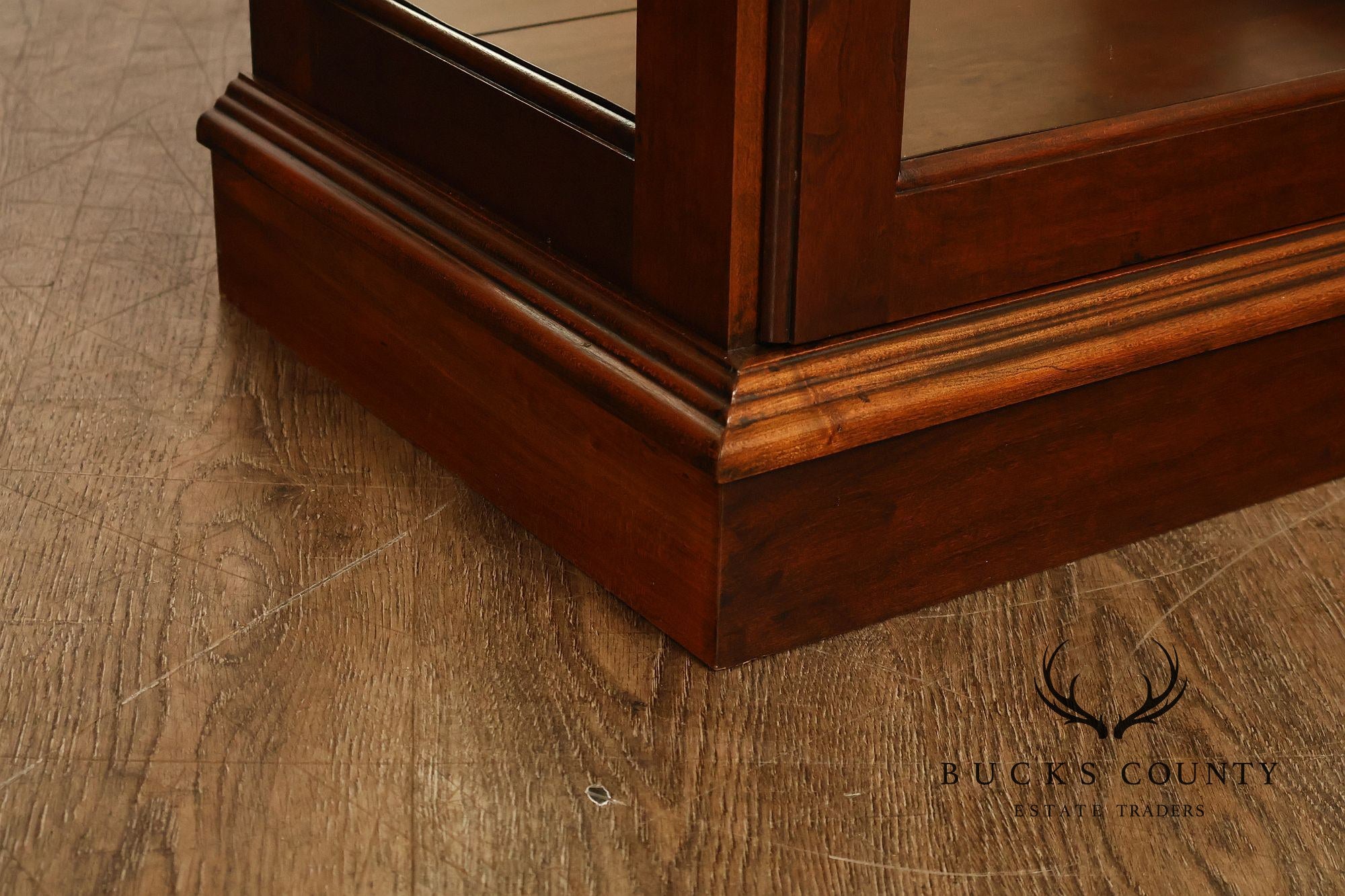 Narrow Cherry Lighted Curio Display Cabinet With Glass Shelves