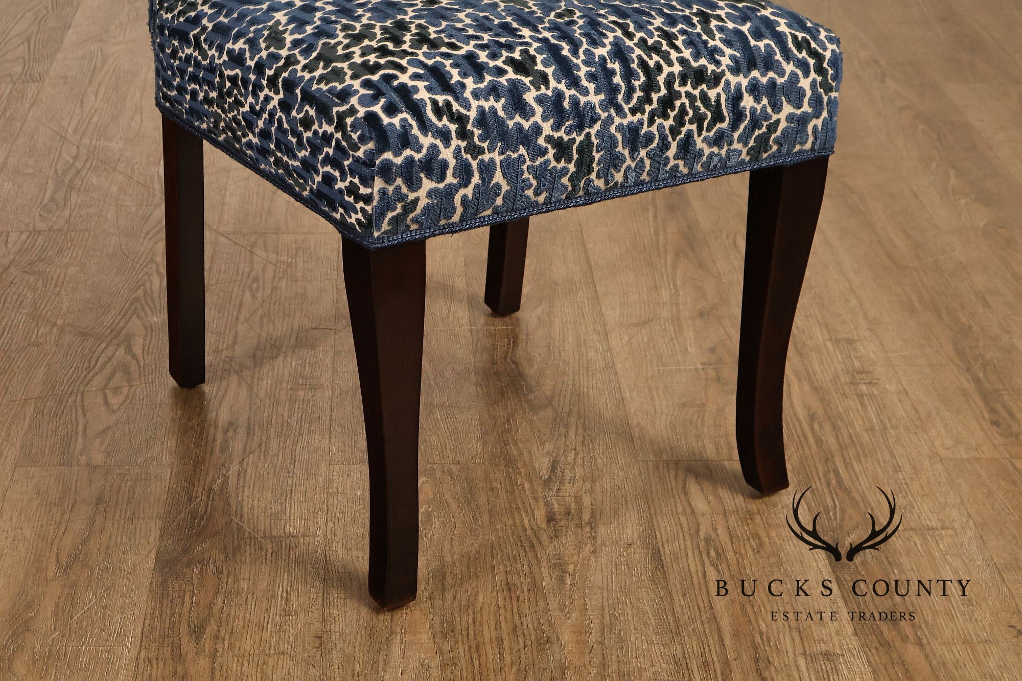 Contemporary Set of Eight Upholstered Dining Chairs