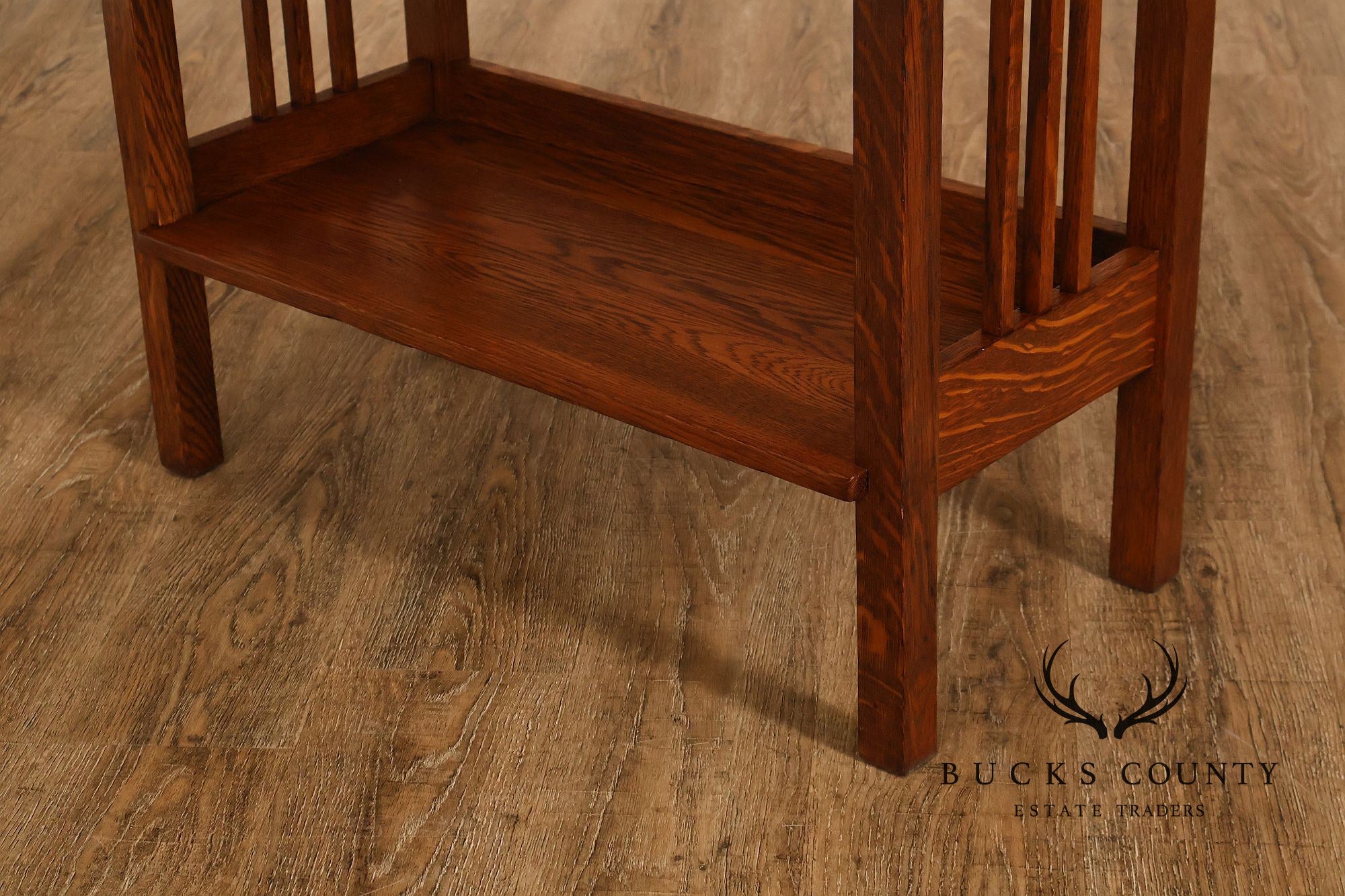 Antique Stickley Brothers Mission Oak Magazine Stand Bookcase
